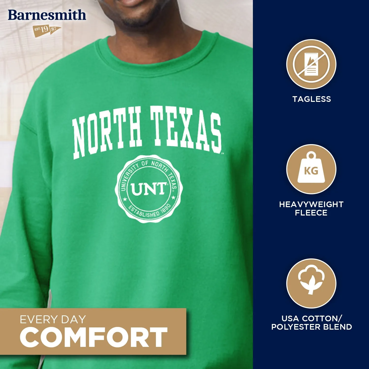 University of North Texas Heritage Sweatshirt (Green) sold by Barnesmith product image thumbnail 3