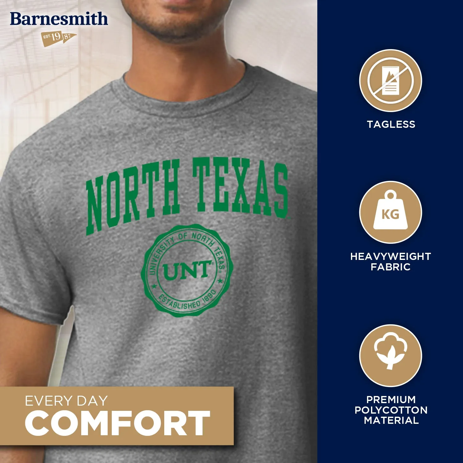 University of North Texas Heritage T-Shirt (Charcoal Grey) sold by Barnesmith product image thumbnail 3