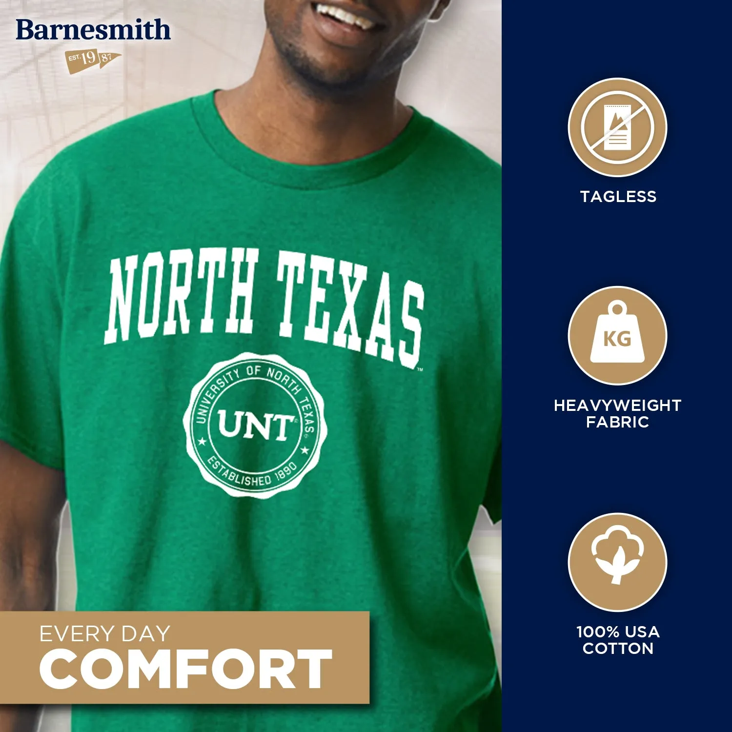 University of North Texas Heritage T-Shirt (Green) sold by Barnesmith product image thumbnail 3