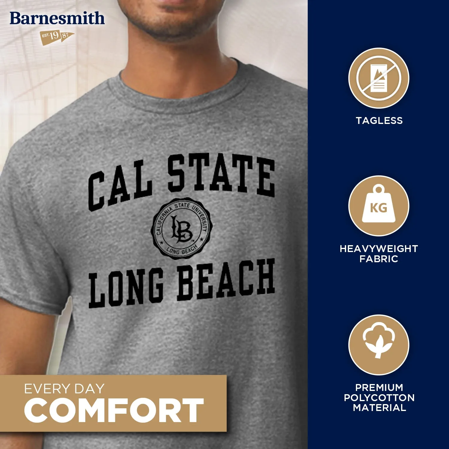California State University, Long Beach Heritage T-Shirt (Charcoal Grey) sold by Barnesmith product image thumbnail 3
