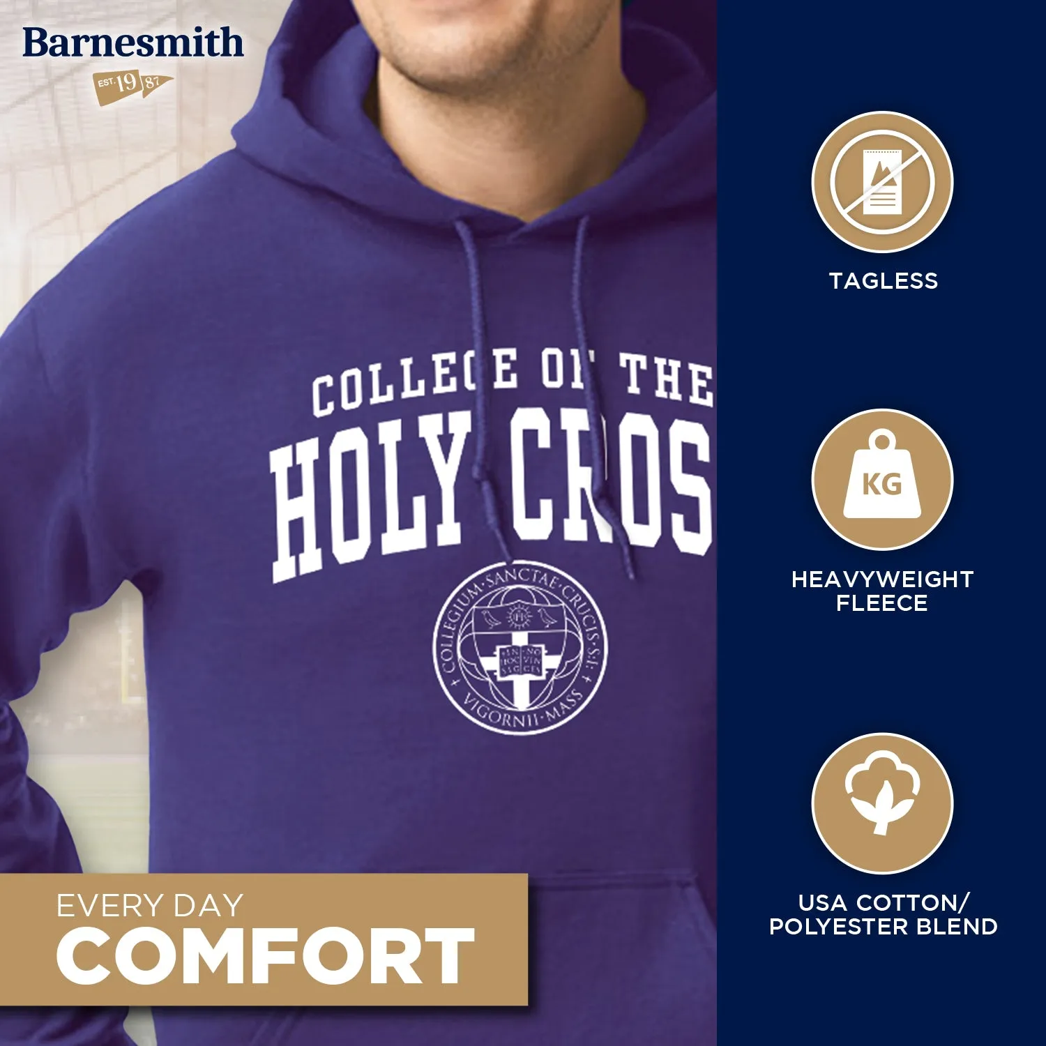 College of The Holy Cross Heritage Hooded Sweatshirt (Purple) sold by Barnesmith product image thumbnail 3