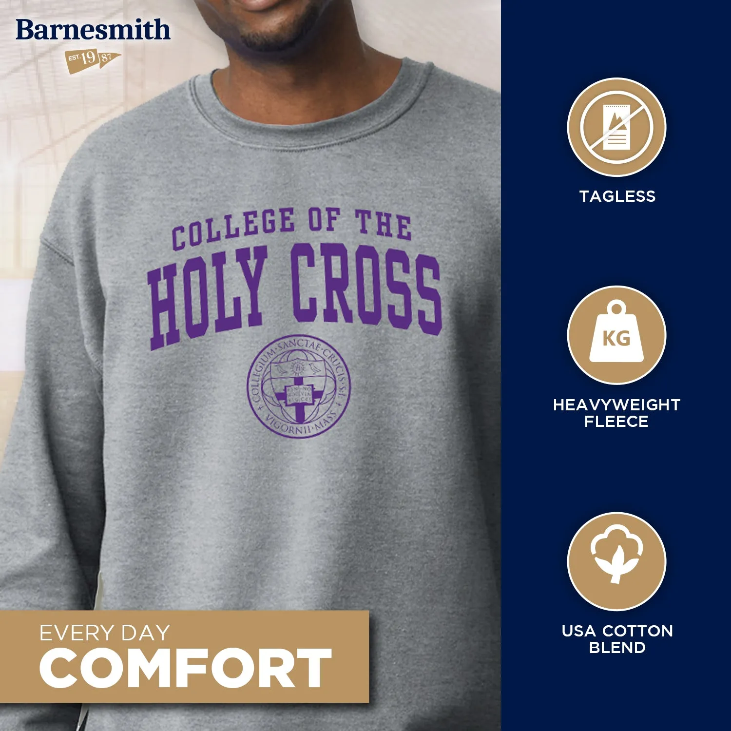 College of The Holy Cross Heritage Sweatshirt (Charcoal Grey) sold by Barnesmith product image thumbnail 3