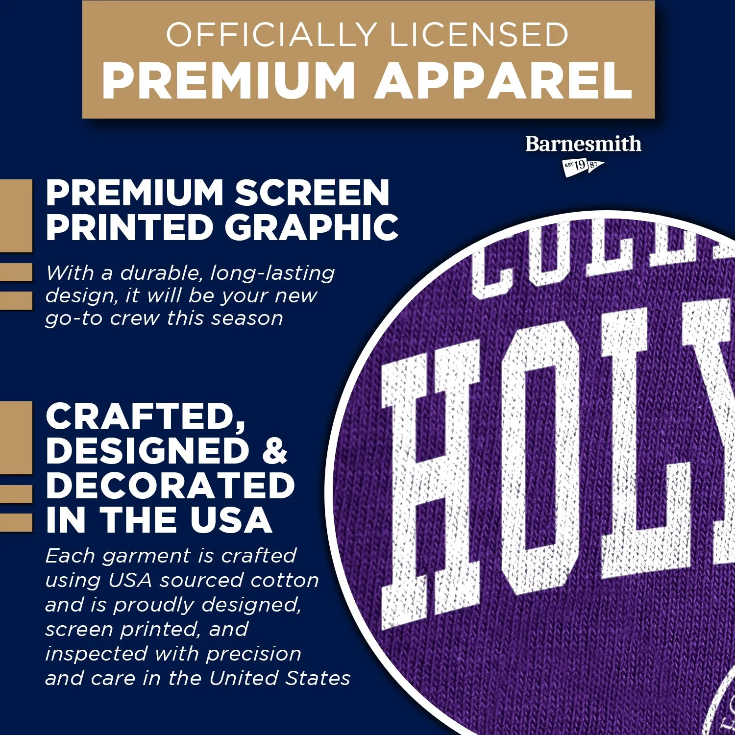 College of The Holy Cross Heritage Sweatshirt (Purple) sold by Barnesmith product image thumbnail 4