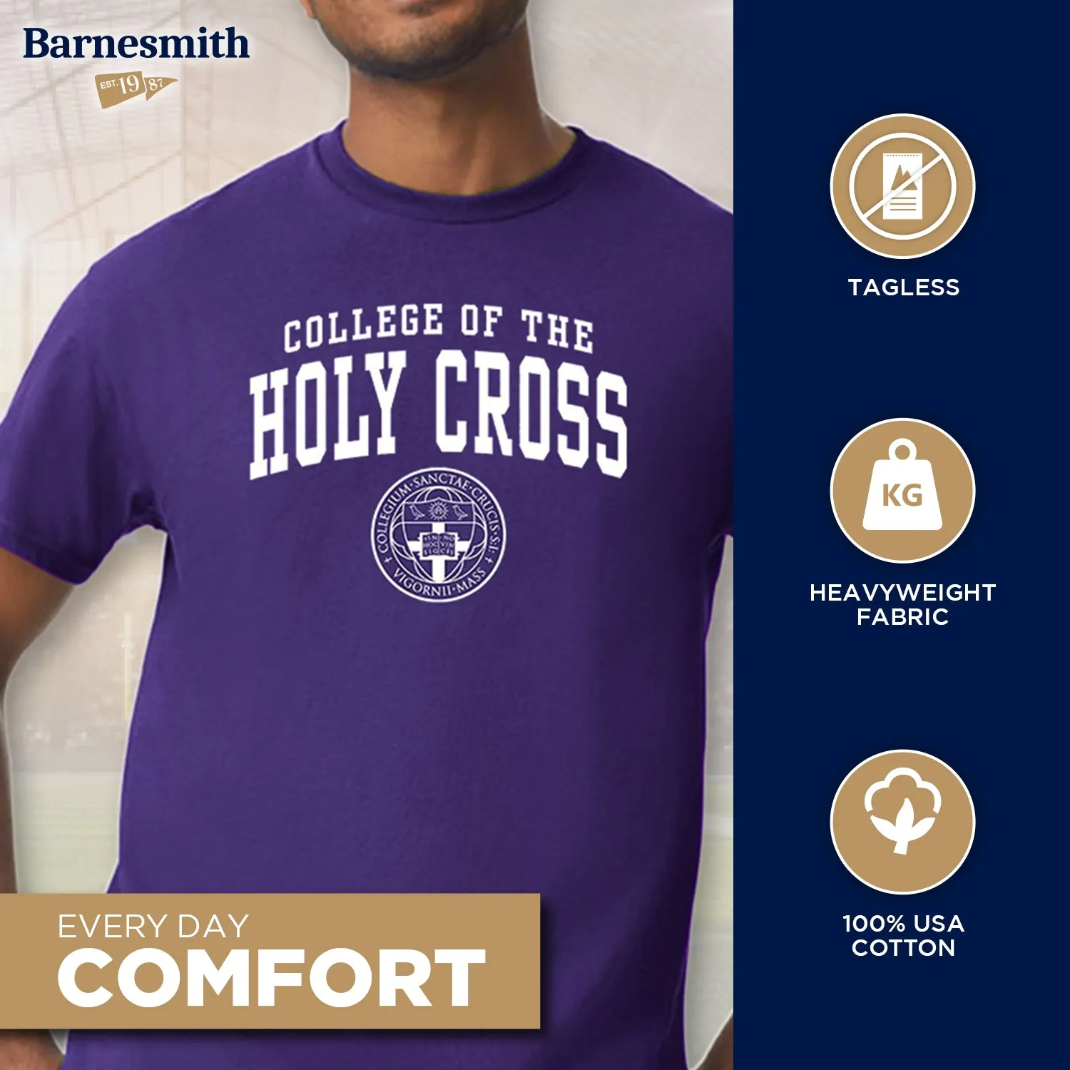 College of The Holy Cross Heritage T-Shirt (Purple) sold by Barnesmith product image thumbnail 3