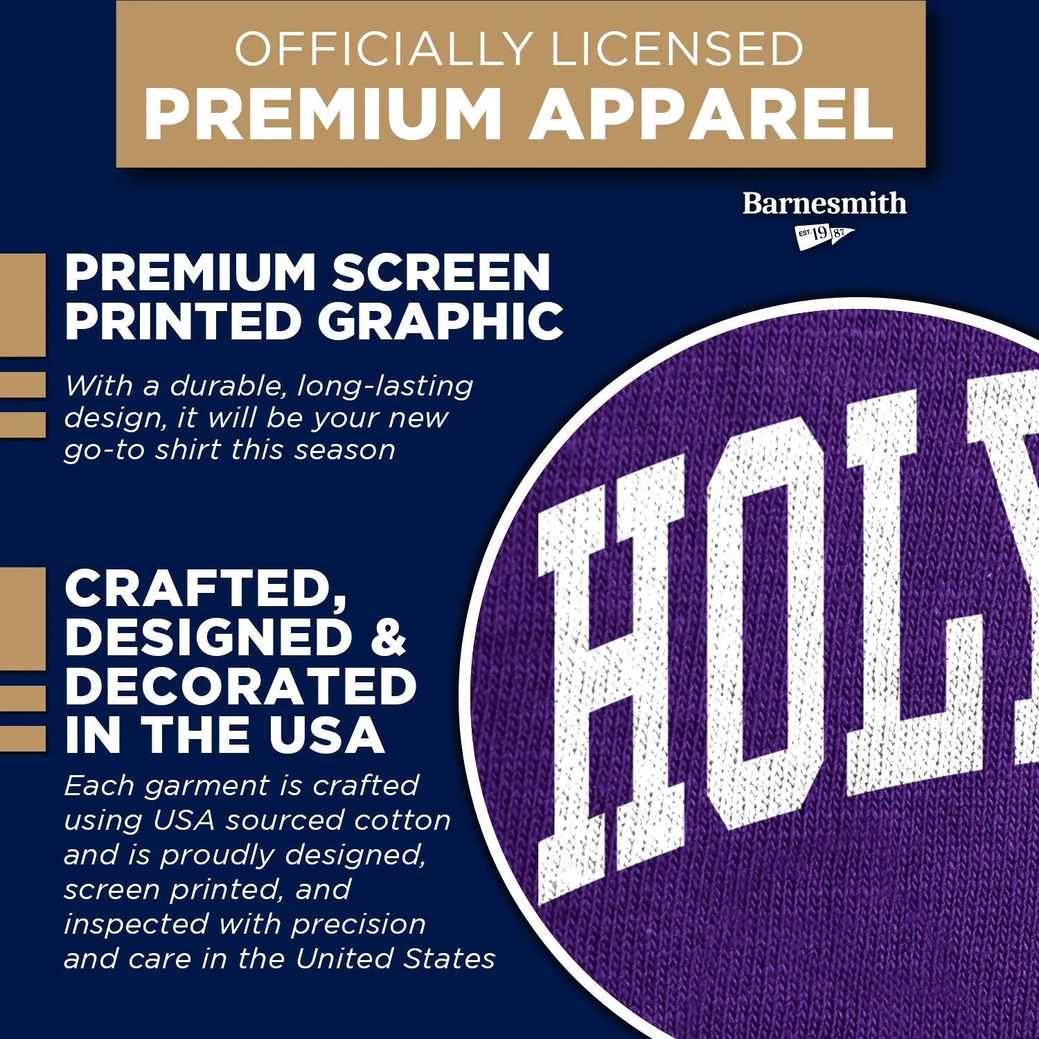 College of The Holy Cross Classic T-Shirt (Purple) sold by Barnesmith product image thumbnail 4