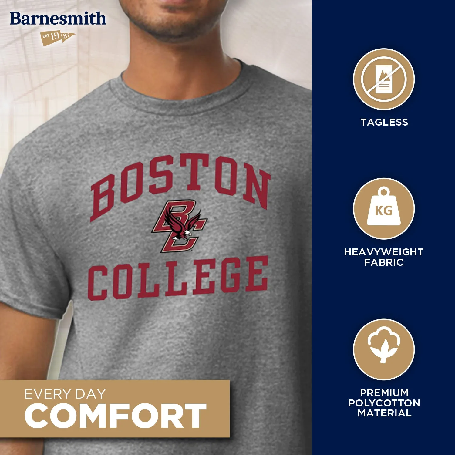 Boston College Spirit T-Shirt (Charcoal Grey) sold by Barnesmith product image thumbnail 3