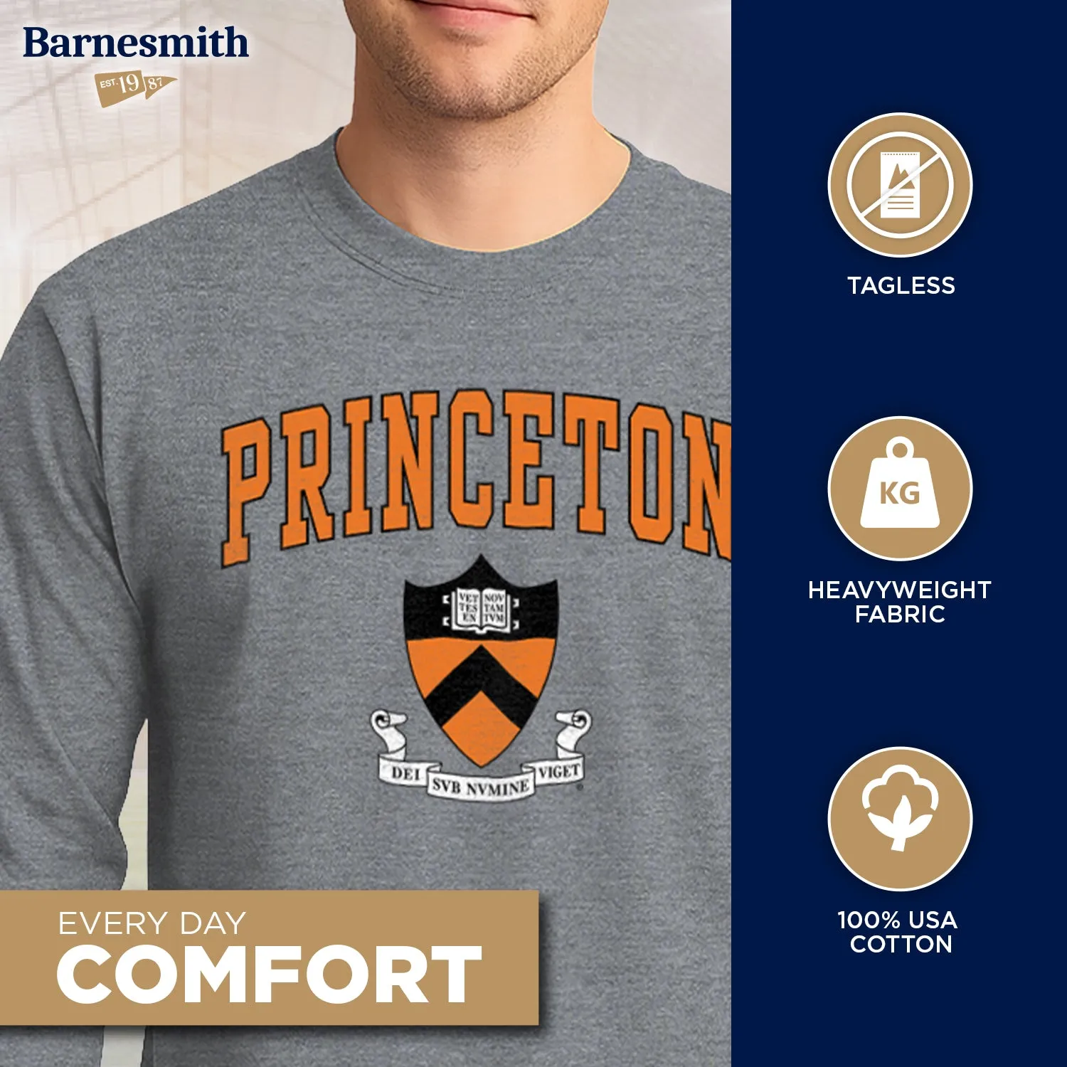Princeton Heritage Long Sleeve T-Shirt II (Charcoal Grey) sold by Barnesmith product image thumbnail 3