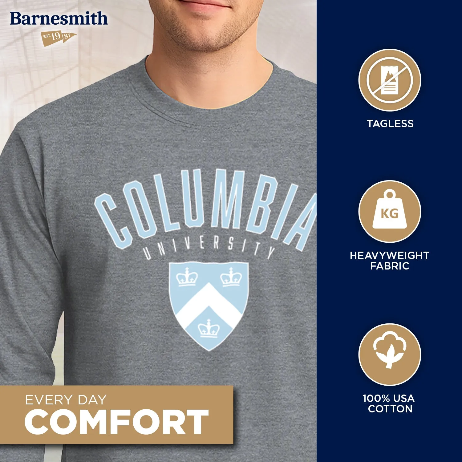 Columbia Heritage Long Sleeve T-Shirt II (Charcoal Grey) sold by Barnesmith product image thumbnail 3