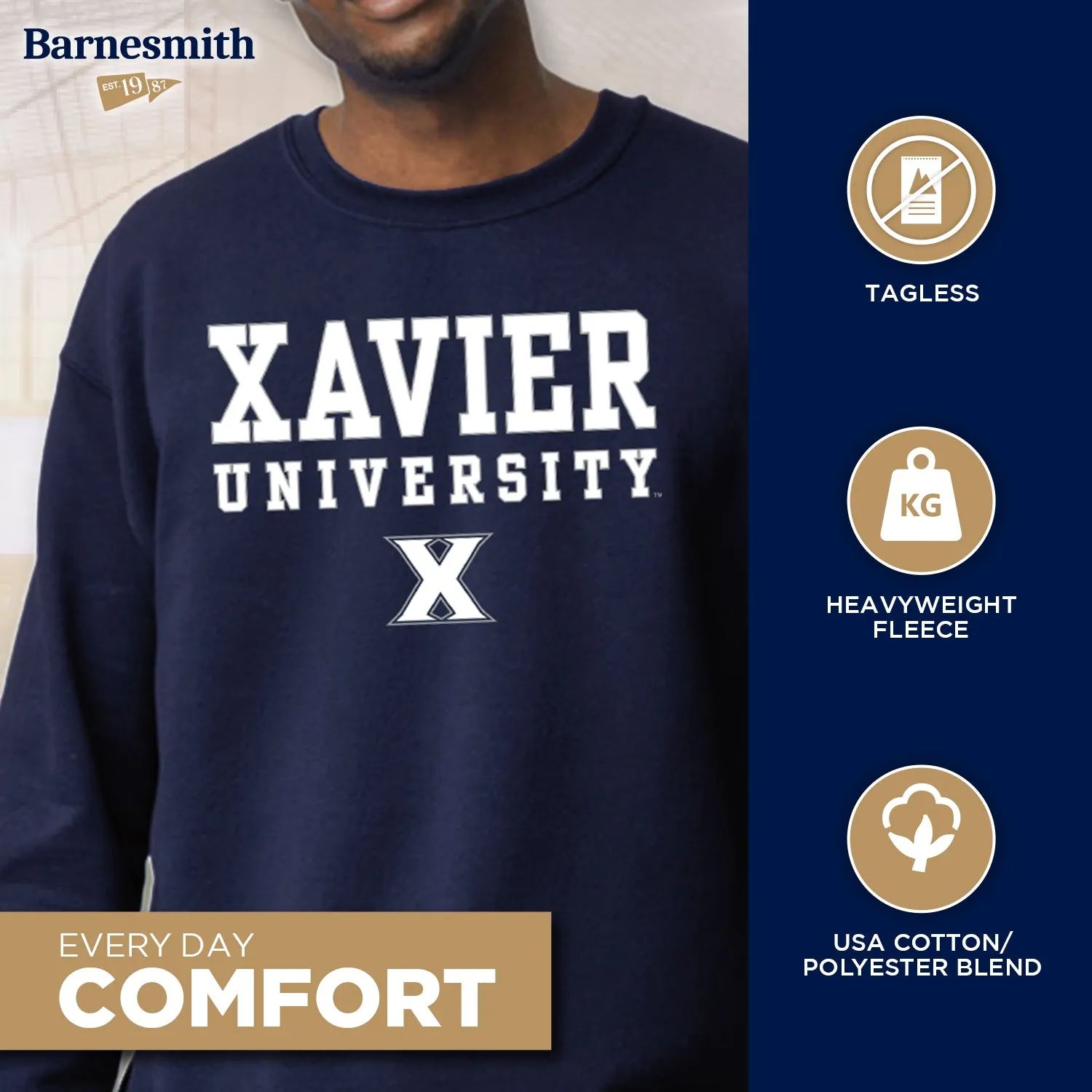 Xavier University Spirit Sweatshirt (Navy) sold by Barnesmith product image thumbnail 3