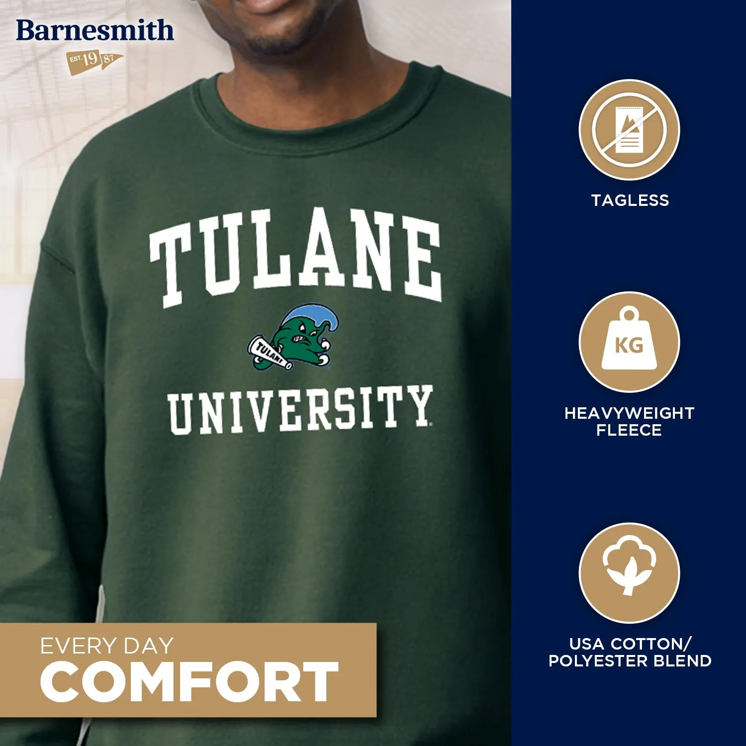Tulane University Spirit Sweatshirt (Hunter Green) sold by Barnesmith product image thumbnail 3