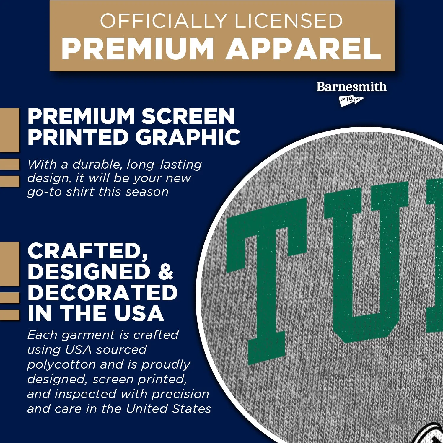 Tulane University Spirit T-Shirt (Charcoal Grey) sold by Barnesmith product image thumbnail 4
