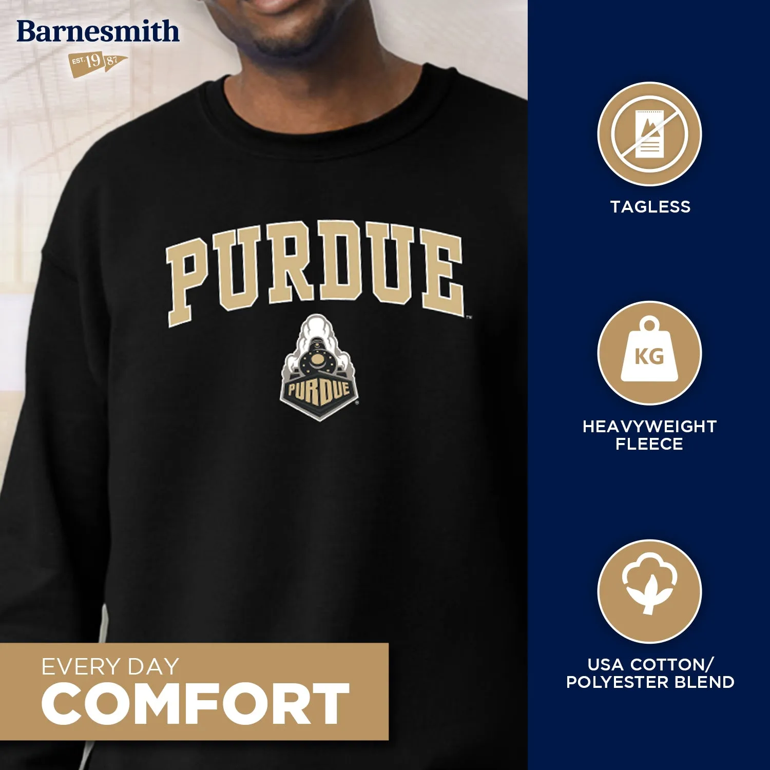 Purdue University Spirit Sweatshirt (Black) sold by Barnesmith product image thumbnail 3