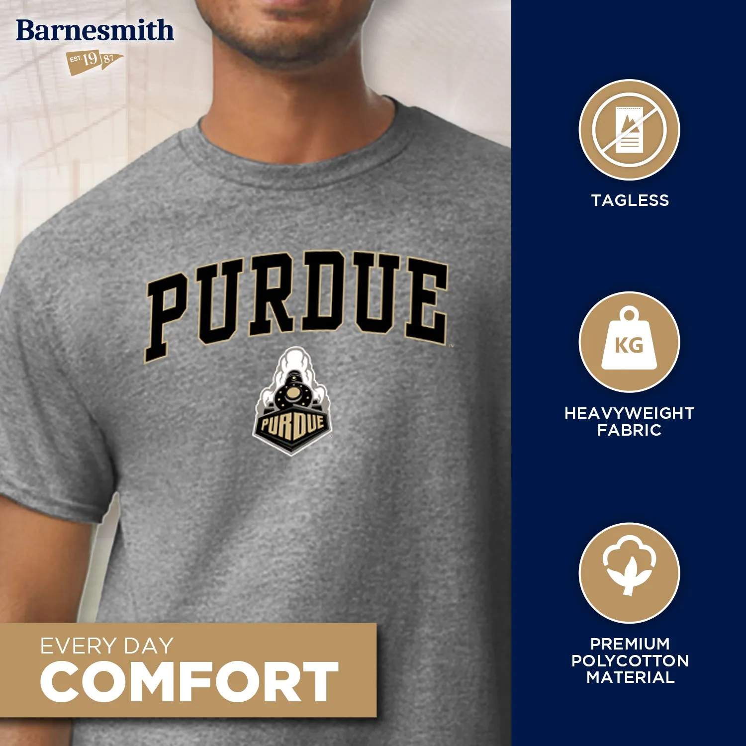 Purdue University Spirit T-Shirt (Charcoal Grey) sold by Barnesmith product image thumbnail 3