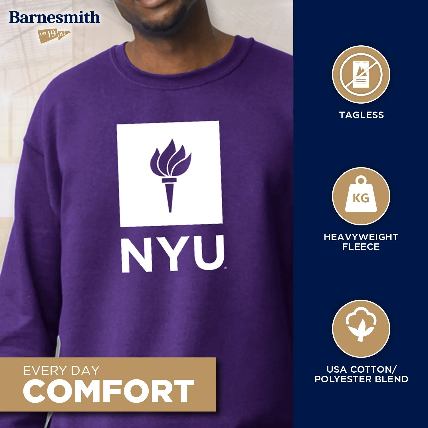 New York University Spirit Sweatshirt (Violet) sold by Barnesmith product image thumbnail 3