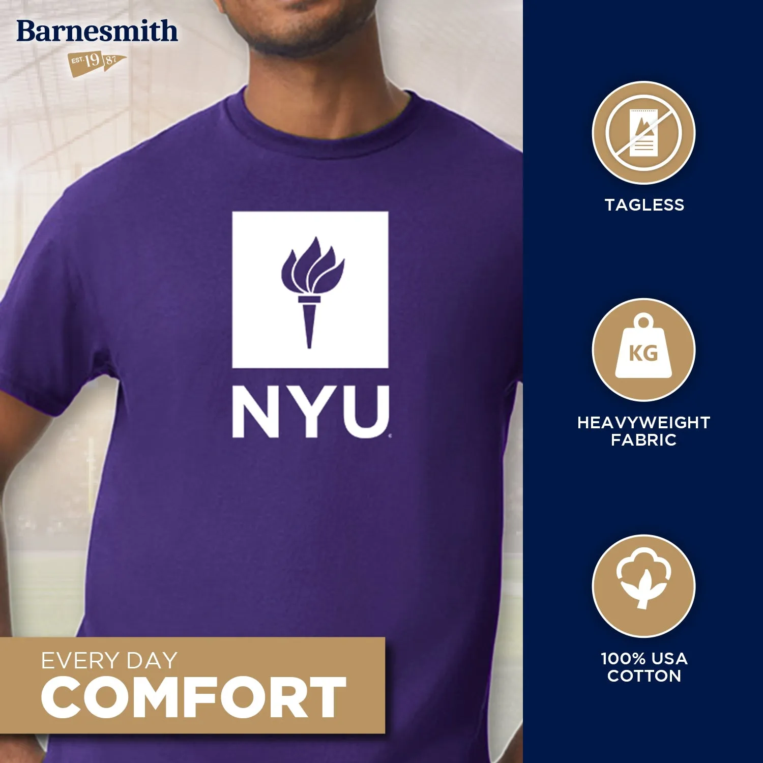 New York University Spirit T-Shirt (Violet) sold by Barnesmith product image thumbnail 3