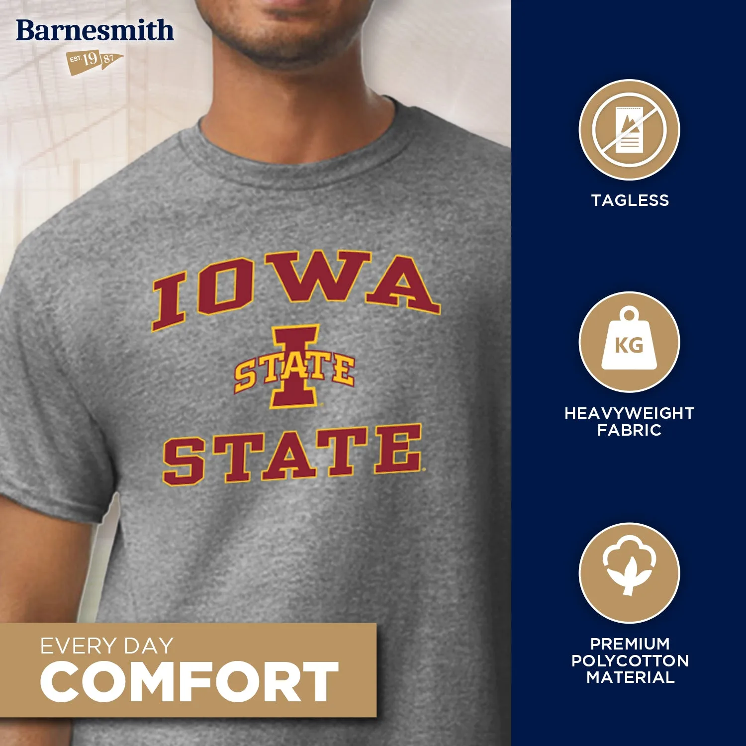 Iowa State University Spirit T-Shirt (Charcoal Grey) sold by Barnesmith product image thumbnail 3