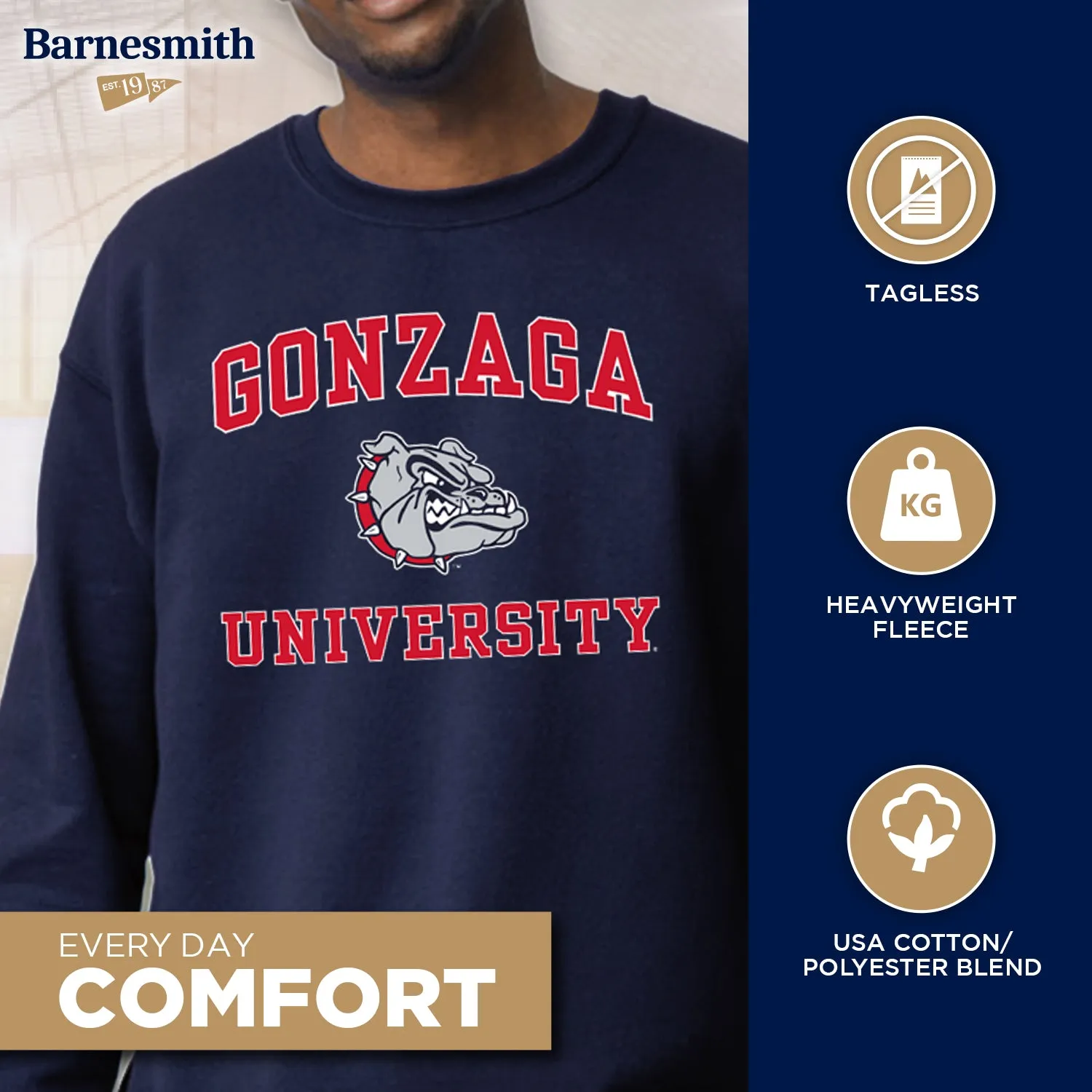 Gonzaga University Spirit Sweatshirt (Navy) sold by Barnesmith product image thumbnail 3