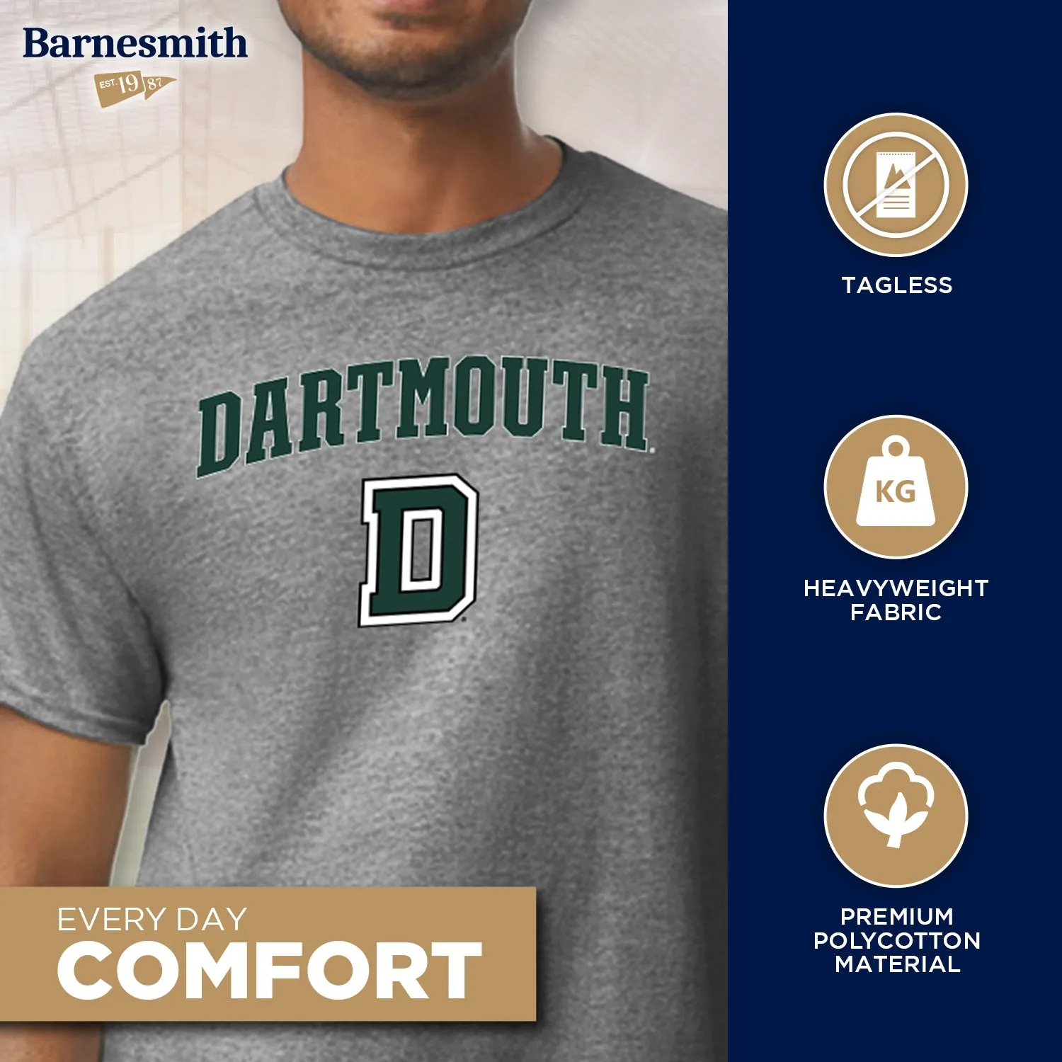Dartmouth College Spirit T-Shirt (Charcoal Grey) sold by Barnesmith product image thumbnail 3