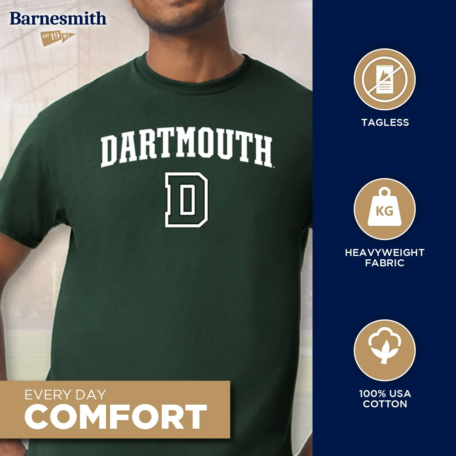 Dartmouth College Spirit T-Shirt (Hunter Green) sold by Barnesmith product image thumbnail 3