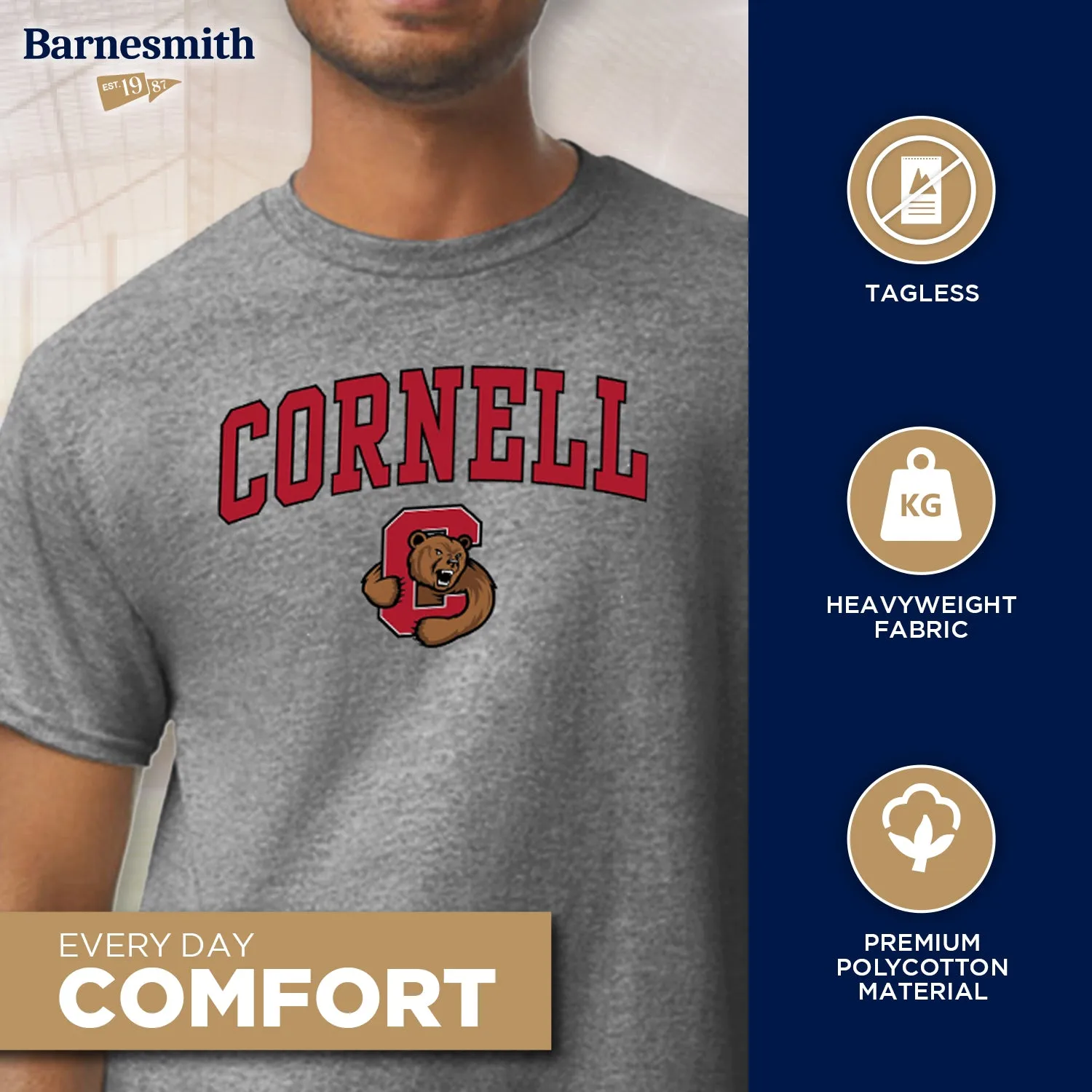 Cornell University Spirit T-Shirt (Charcoal Grey) sold by Barnesmith product image thumbnail 3