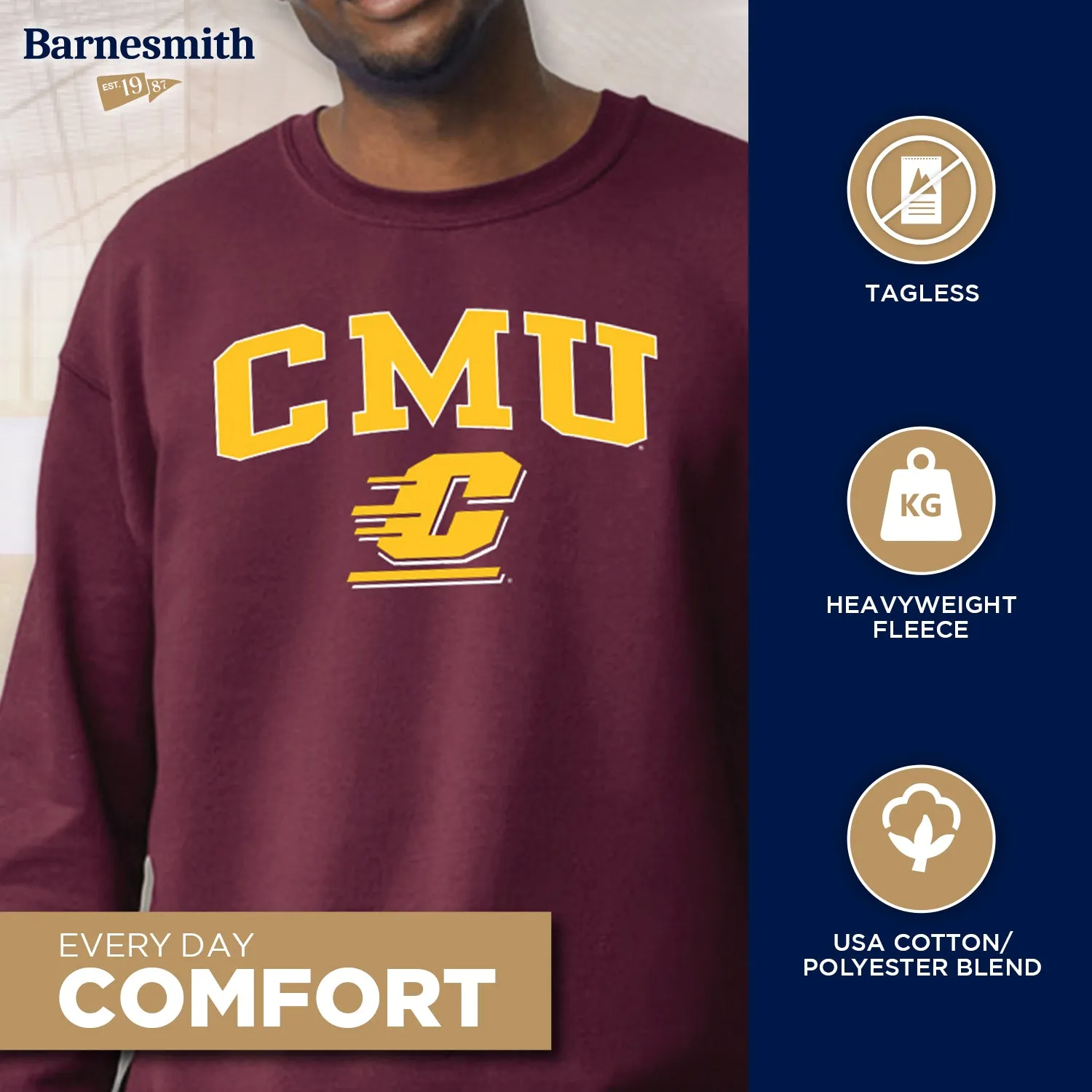 Central Michigan University Spirit Sweatshirt (Maroon) sold by Barnesmith product image thumbnail 3