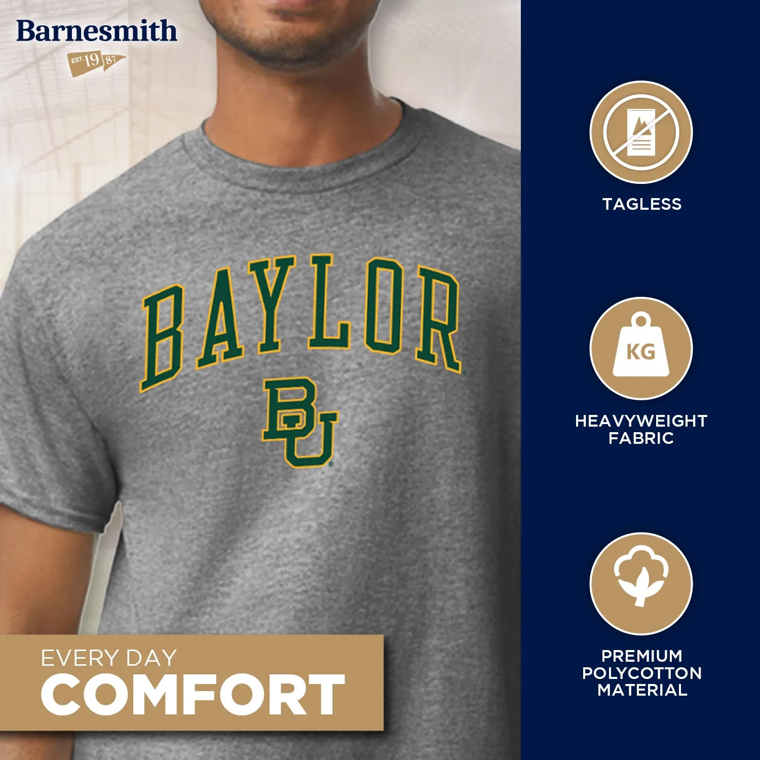 Baylor University Spirit T-Shirt (Charcoal Grey) sold by Barnesmith product image thumbnail 3