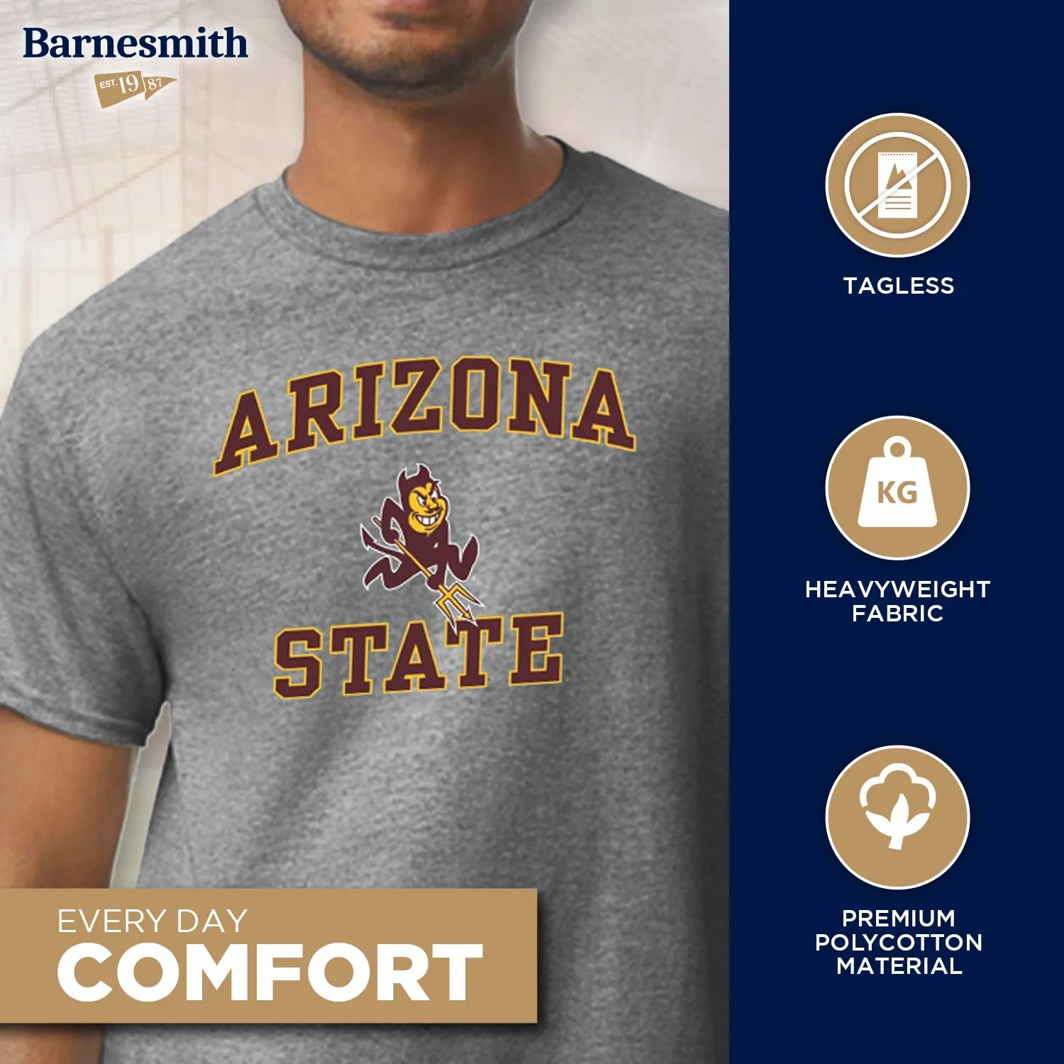 Arizona State University Spirit T-Shirt (Charcoal Grey) sold by Barnesmith product image thumbnail 3