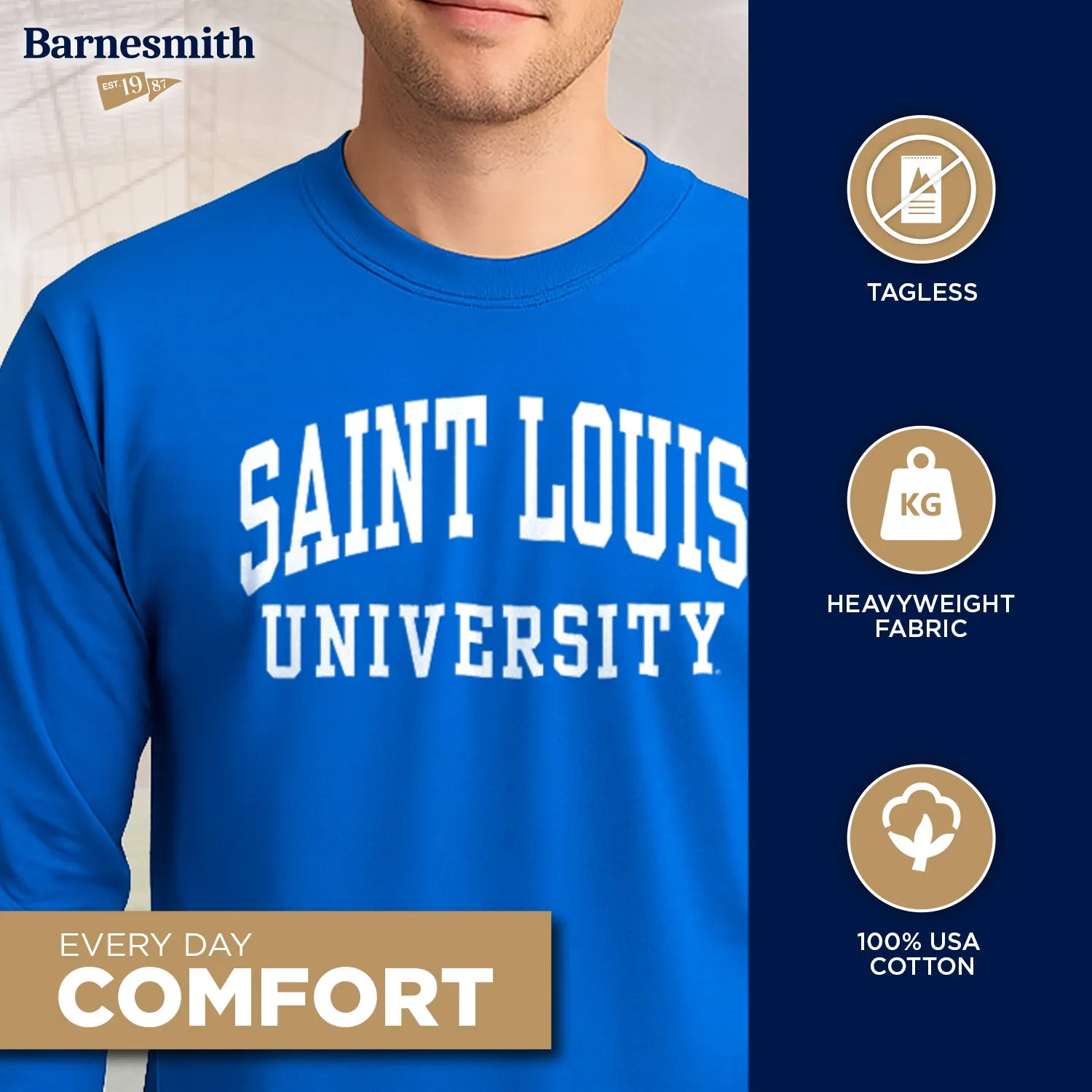 Saint Louis University Classic Long Sleeve T-Shirt (Royal Blue) sold by Barnesmith product image thumbnail 3