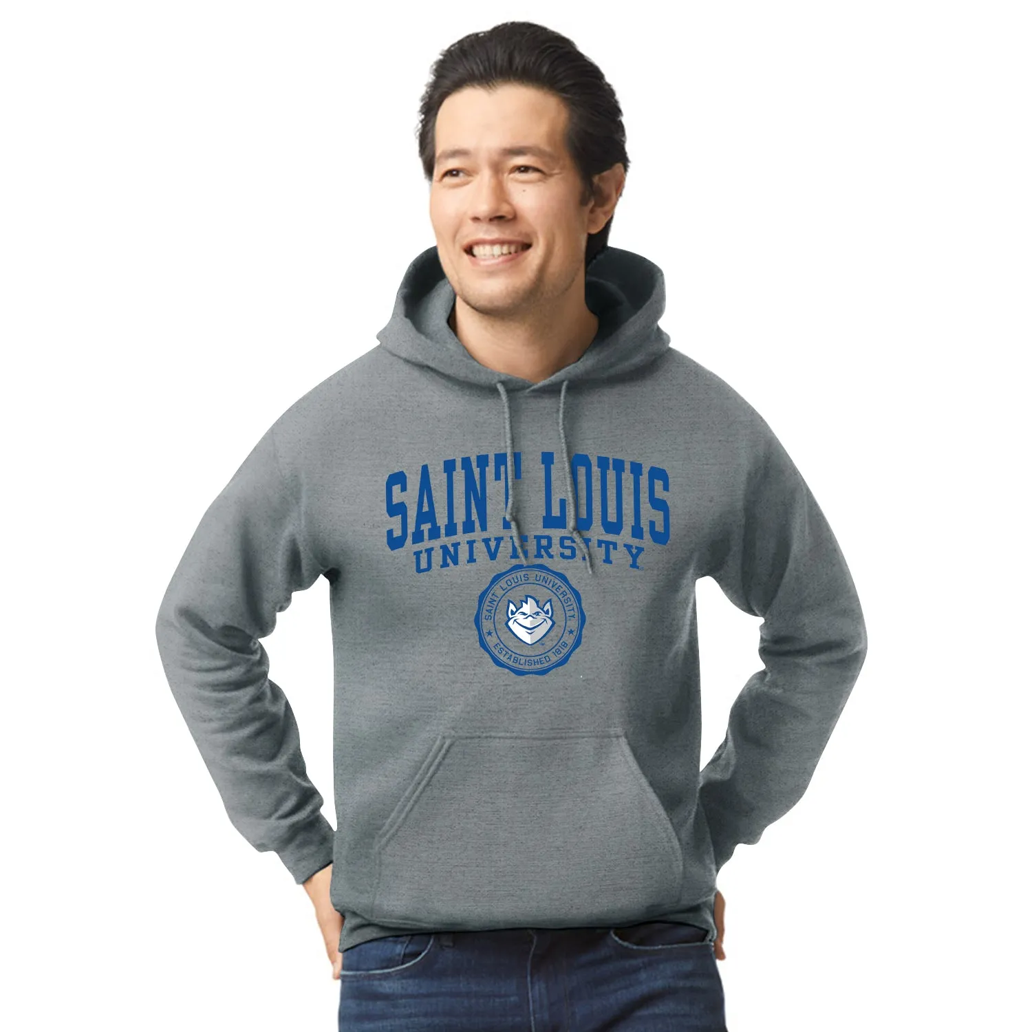Saint Louis University Heritage Hooded Sweatshirt (Charcoal Grey) sold by Barnesmith product image thumbnail 2