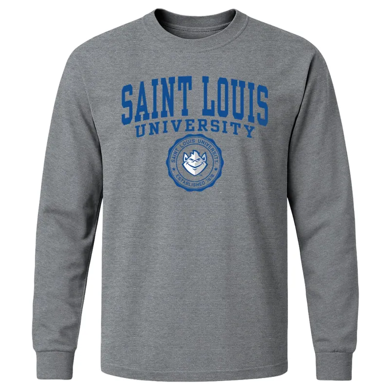 Saint Louis University Heritage Long Sleeve T-Shirt (Charcoal Grey) sold by Barnesmith