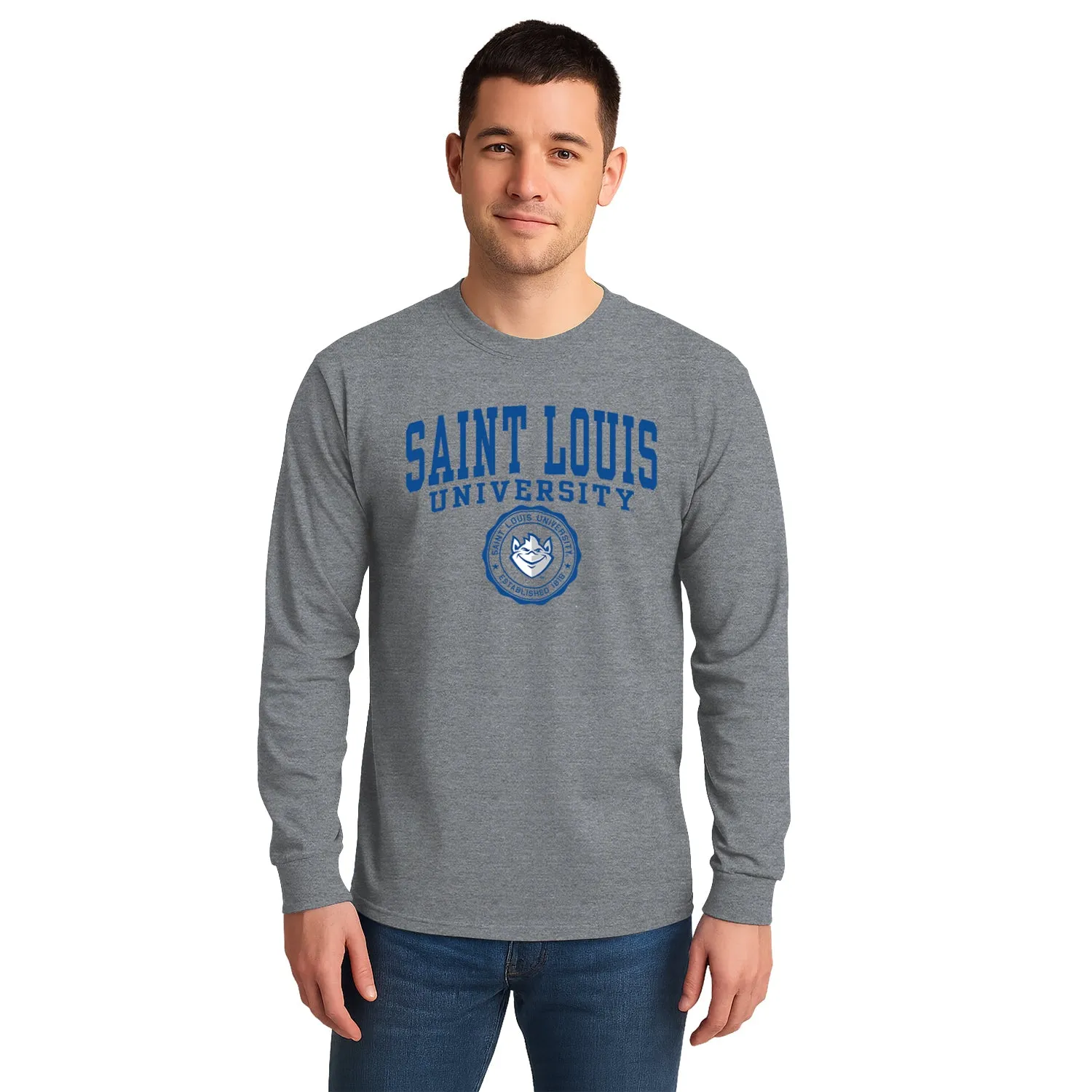 Saint Louis University Heritage Long Sleeve T-Shirt (Charcoal Grey) sold by Barnesmith product image thumbnail 2