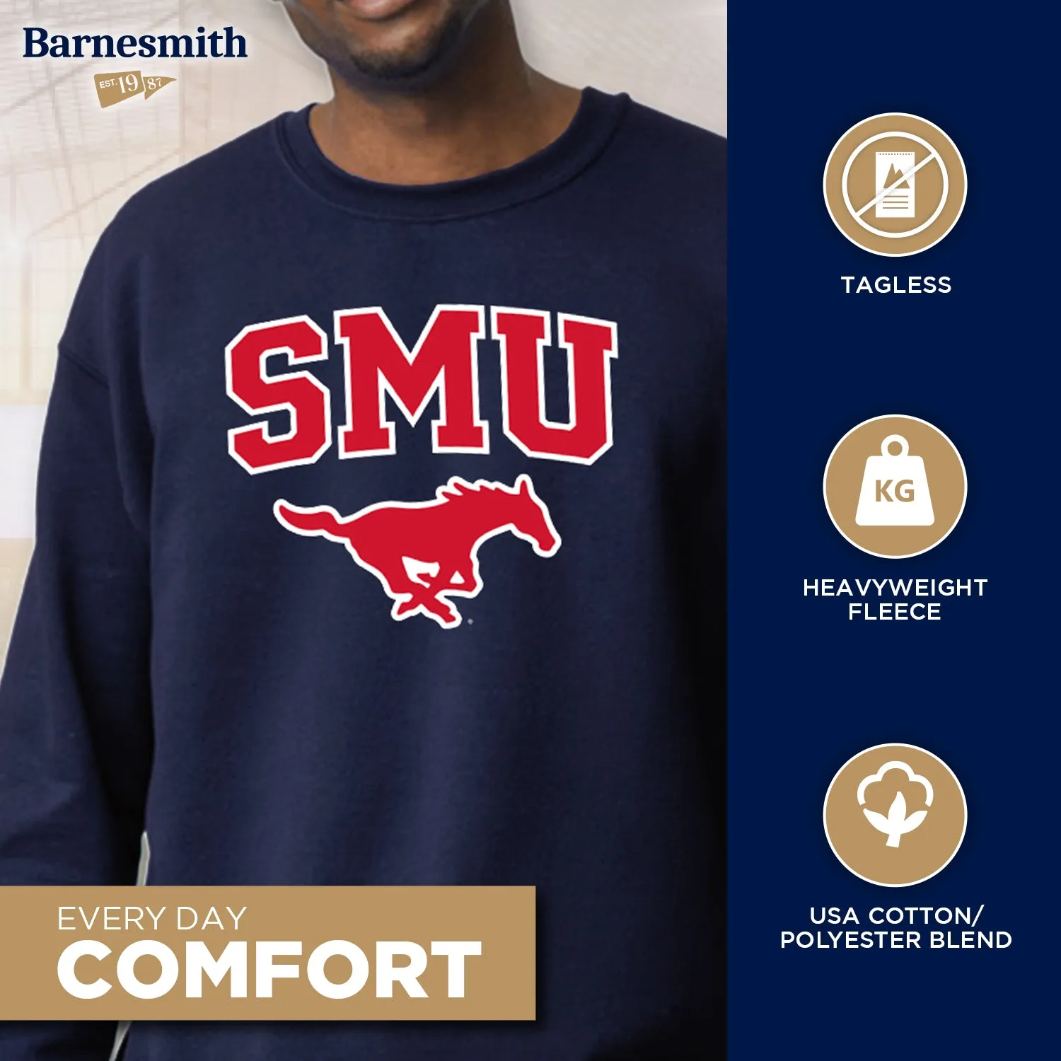Southern Methodist University Heritage Sweatshirt (Navy) sold by Barnesmith product image thumbnail 3