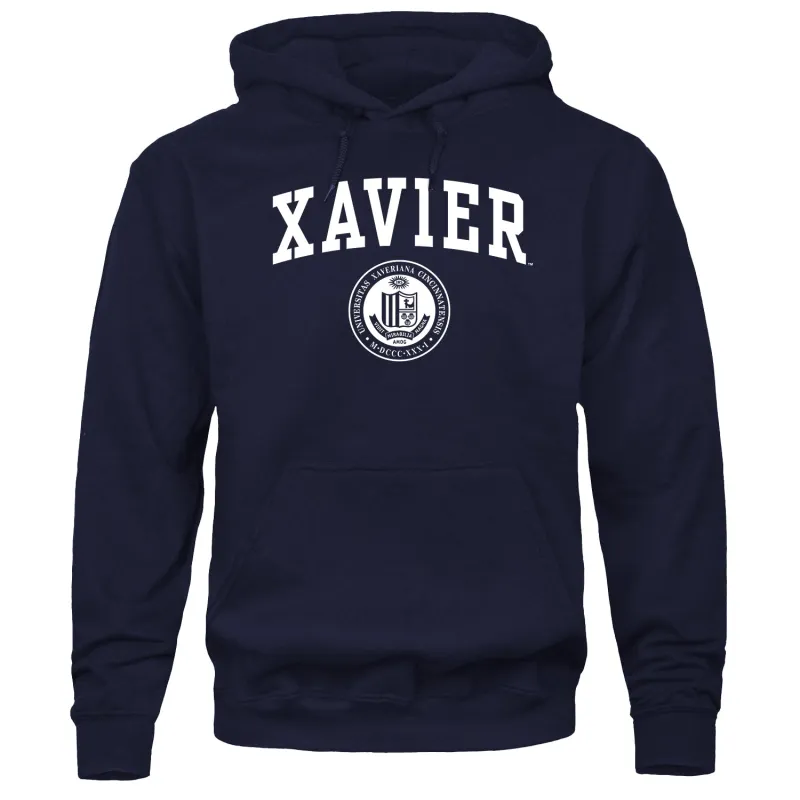 Xavier University Heritage Hooded Sweatshirt (Navy) sold by Barnesmith