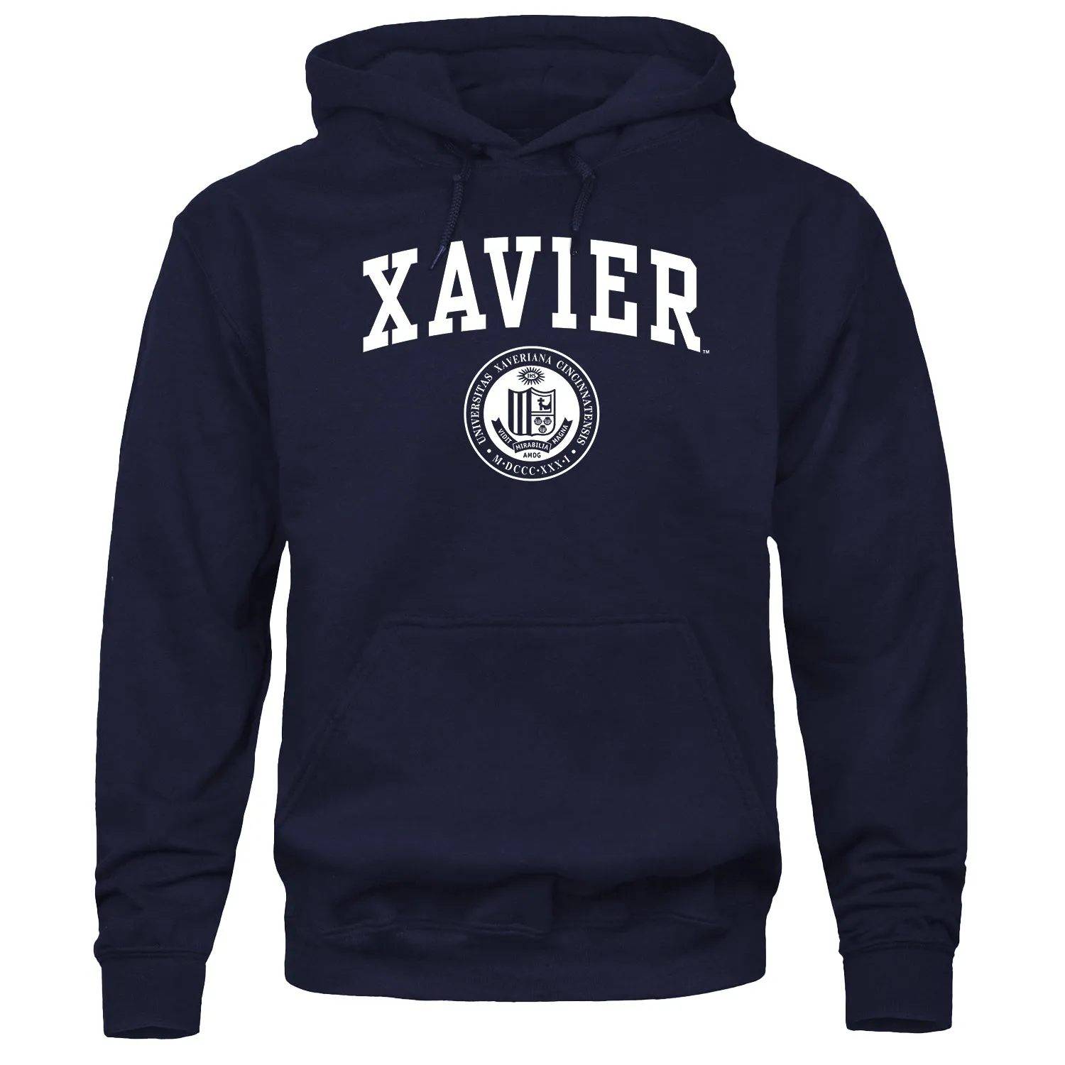 Xavier University Heritage Hooded Sweatshirt (Navy) sold by Barnesmith