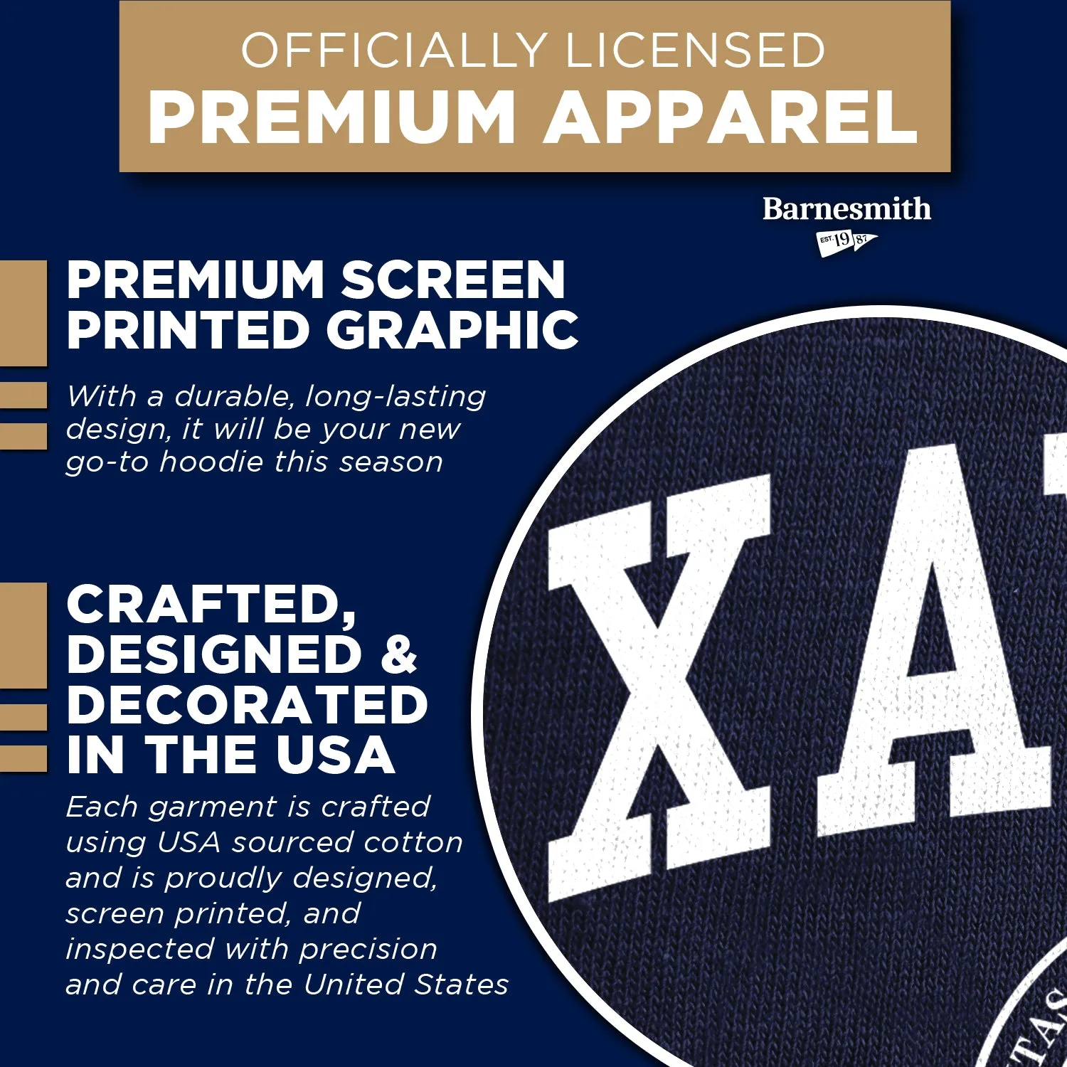 Xavier University Heritage Hooded Sweatshirt (Navy) sold by Barnesmith product image thumbnail 4