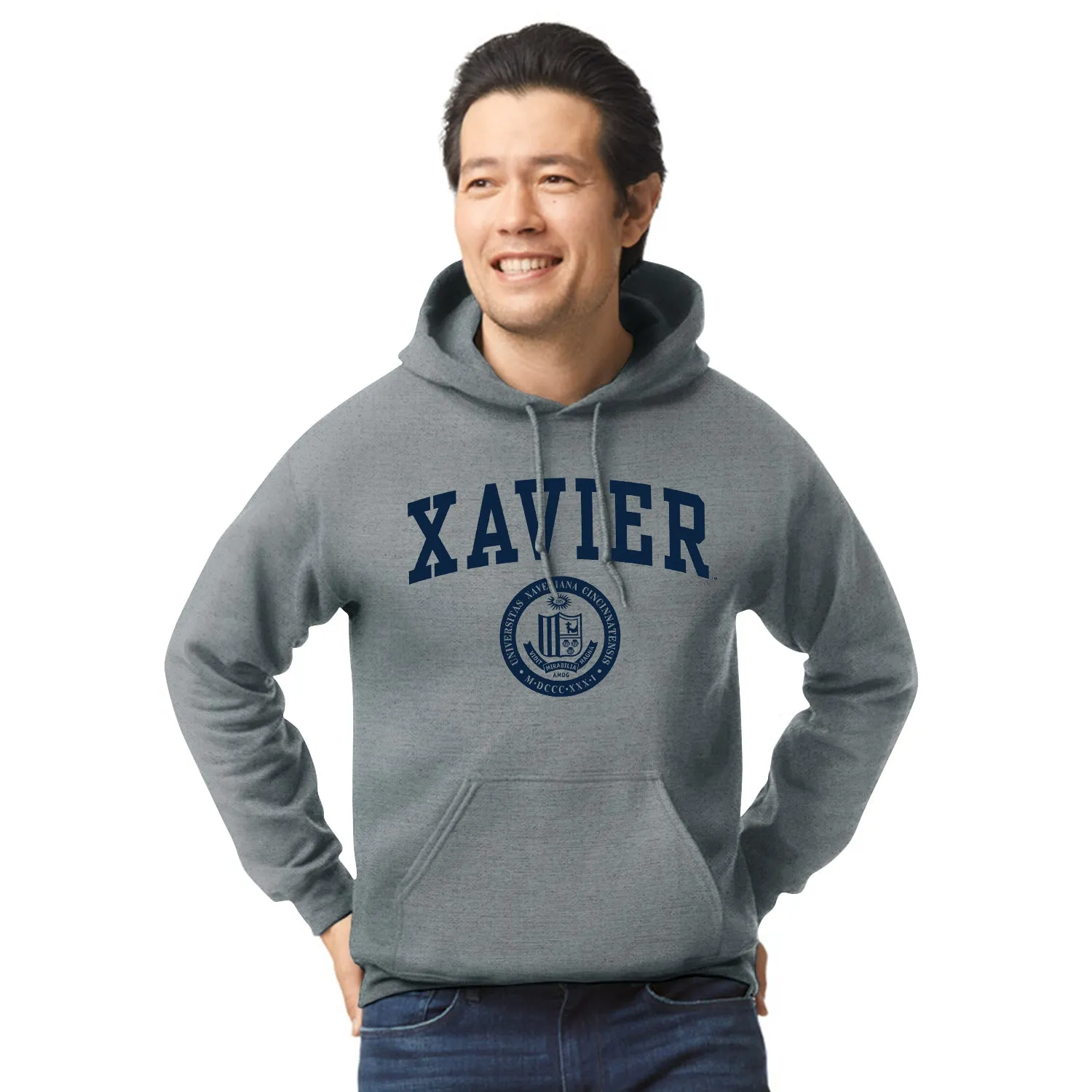 Xavier University Heritage Hooded Sweatshirt (Charcoal Grey) sold by Barnesmith product image thumbnail 2