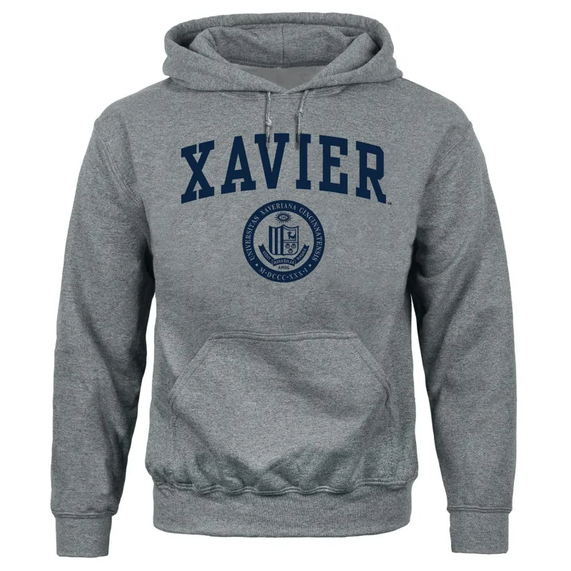 Xavier University Heritage Hooded Sweatshirt (Charcoal Grey) sold by Barnesmith