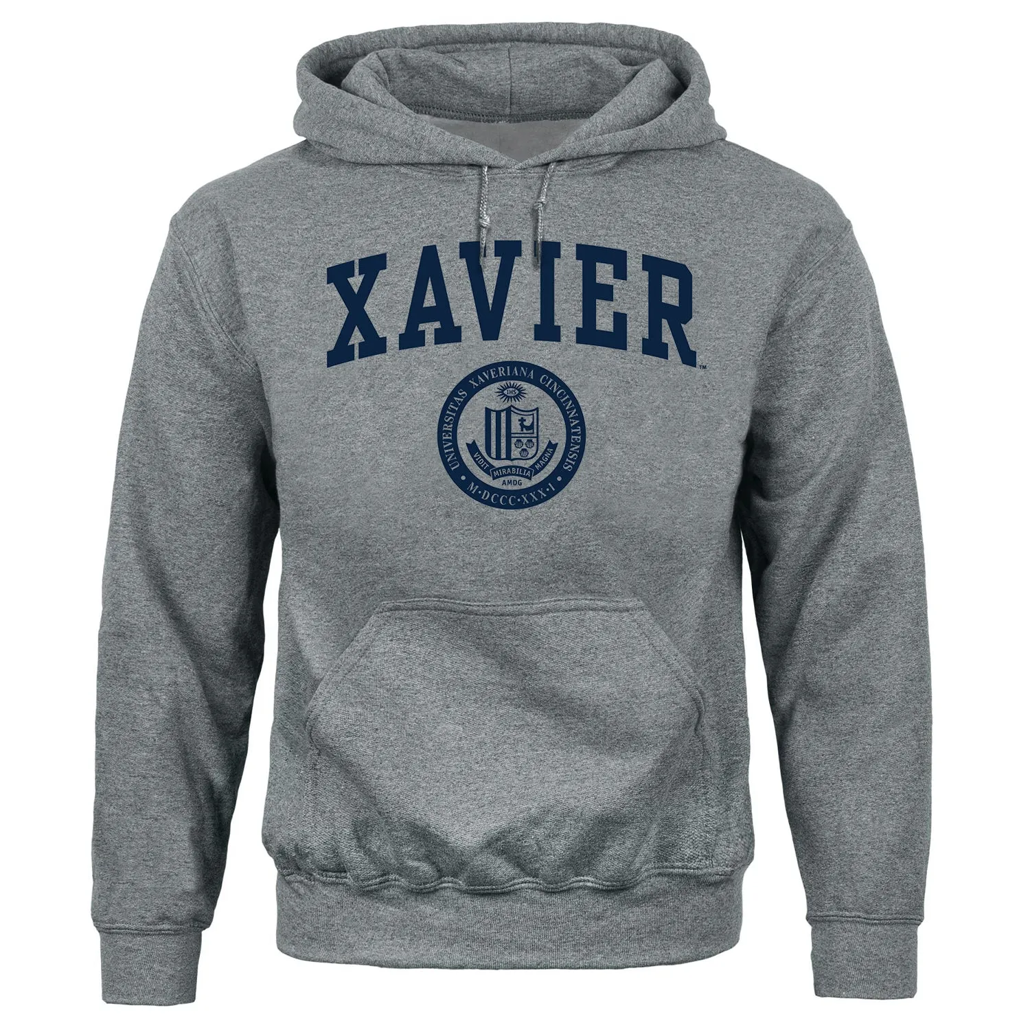 Xavier University Heritage Hooded Sweatshirt (Charcoal Grey) sold by Barnesmith