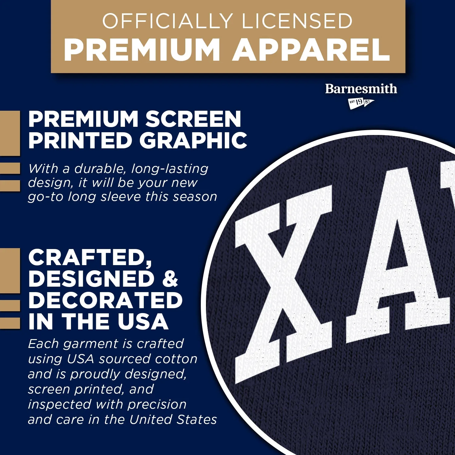 Xavier University Classic Long Sleeve T-Shirt (Navy) sold by Barnesmith product image thumbnail 4