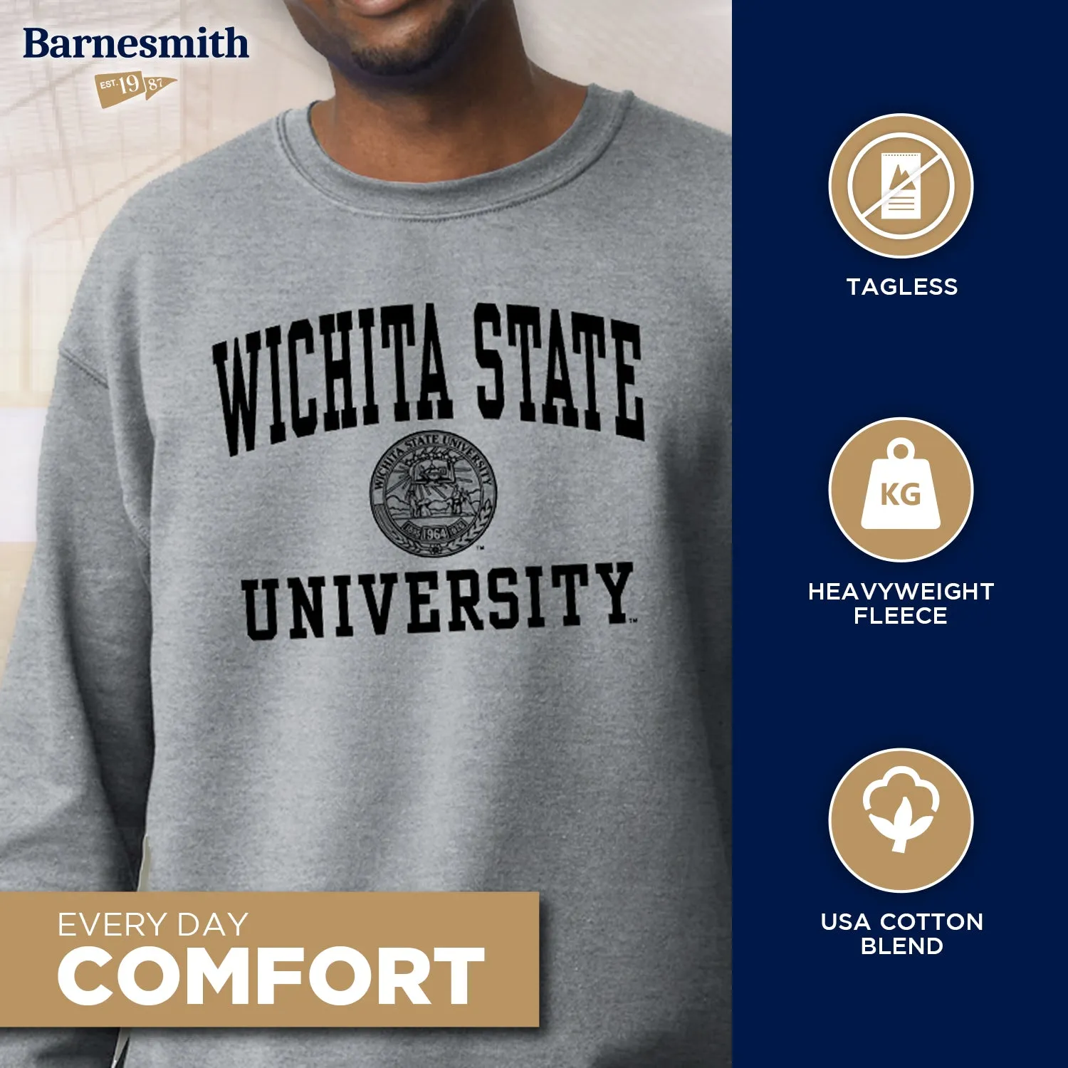 Wichita State University Heritage Sweatshirt (Charcoal Grey) sold by Barnesmith product image thumbnail 3