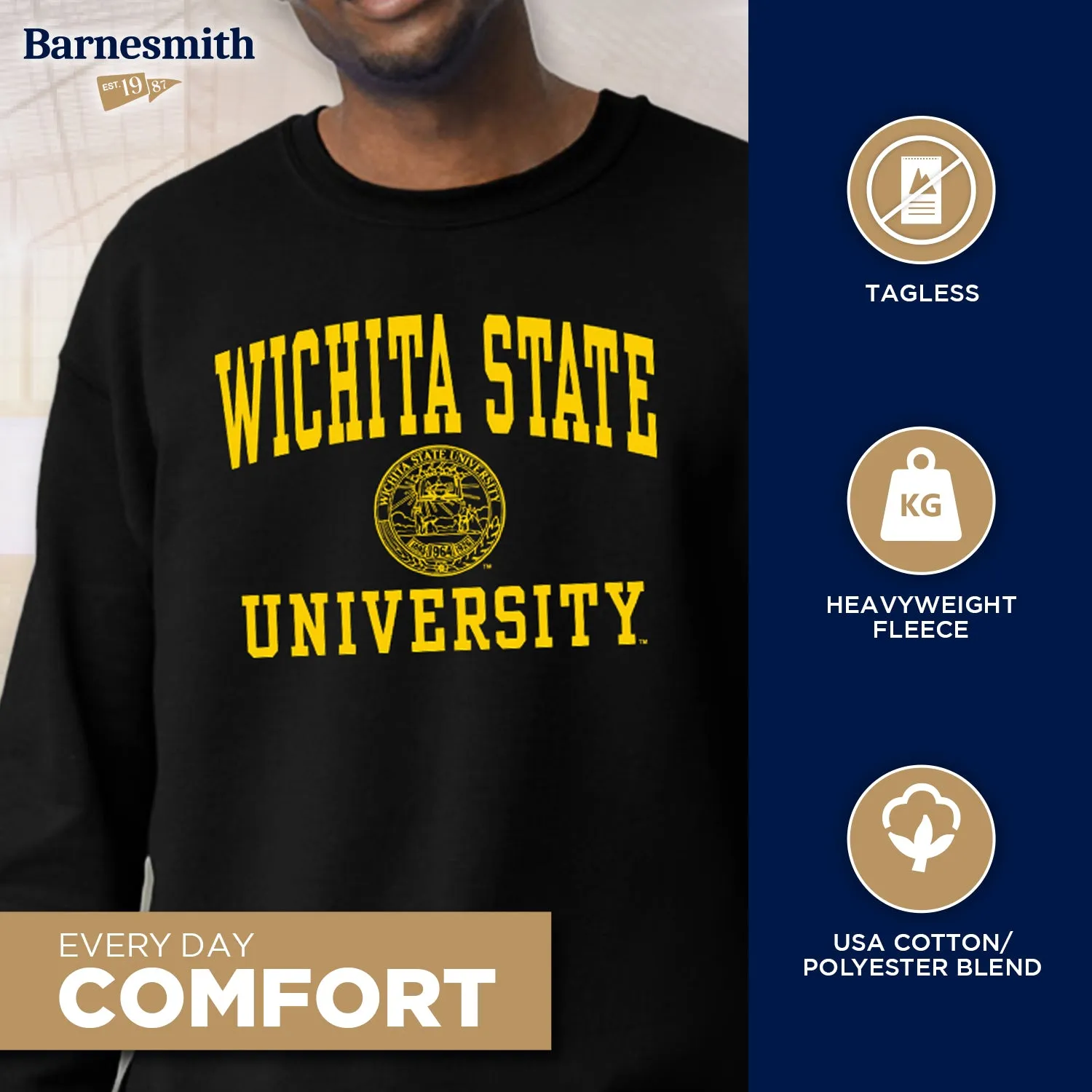 Wichita State University Heritage Sweatshirt (Black) sold by Barnesmith product image thumbnail 3