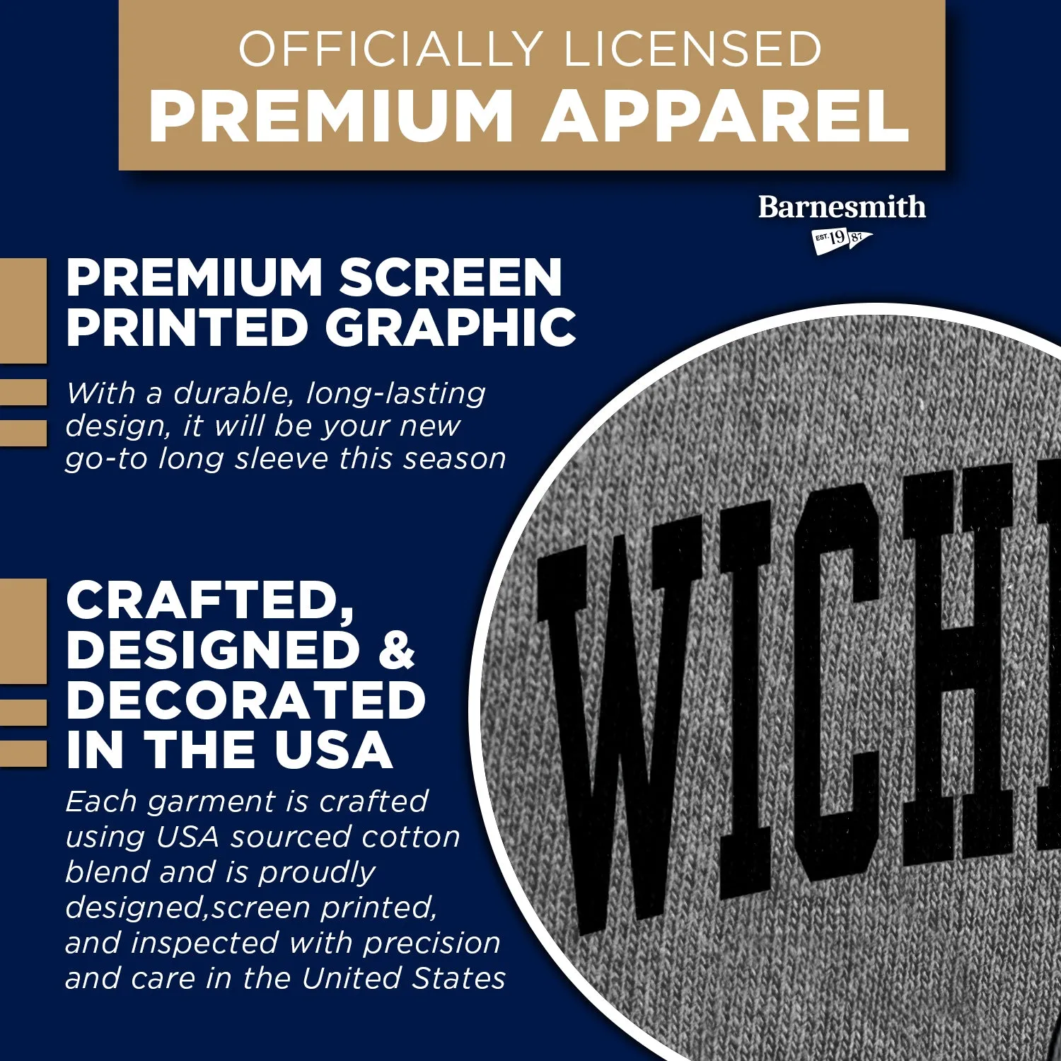 Wichita State University Heritage Long Sleeve T-Shirt (Charcoal Grey) sold by Barnesmith product image thumbnail 4