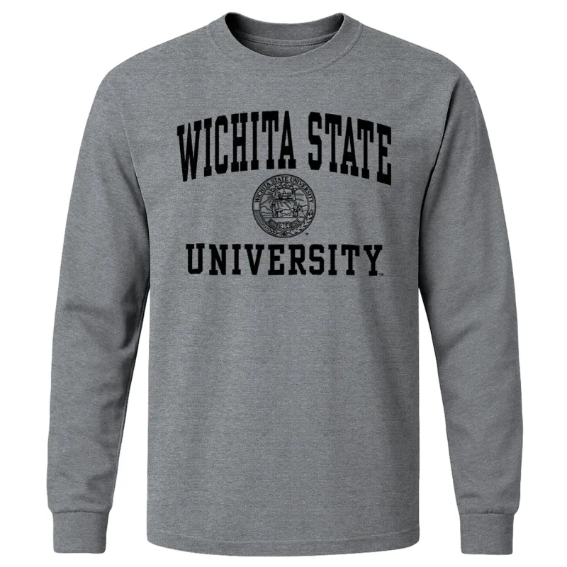 Wichita State University Heritage Long Sleeve T-Shirt (Charcoal Grey) sold by Barnesmith