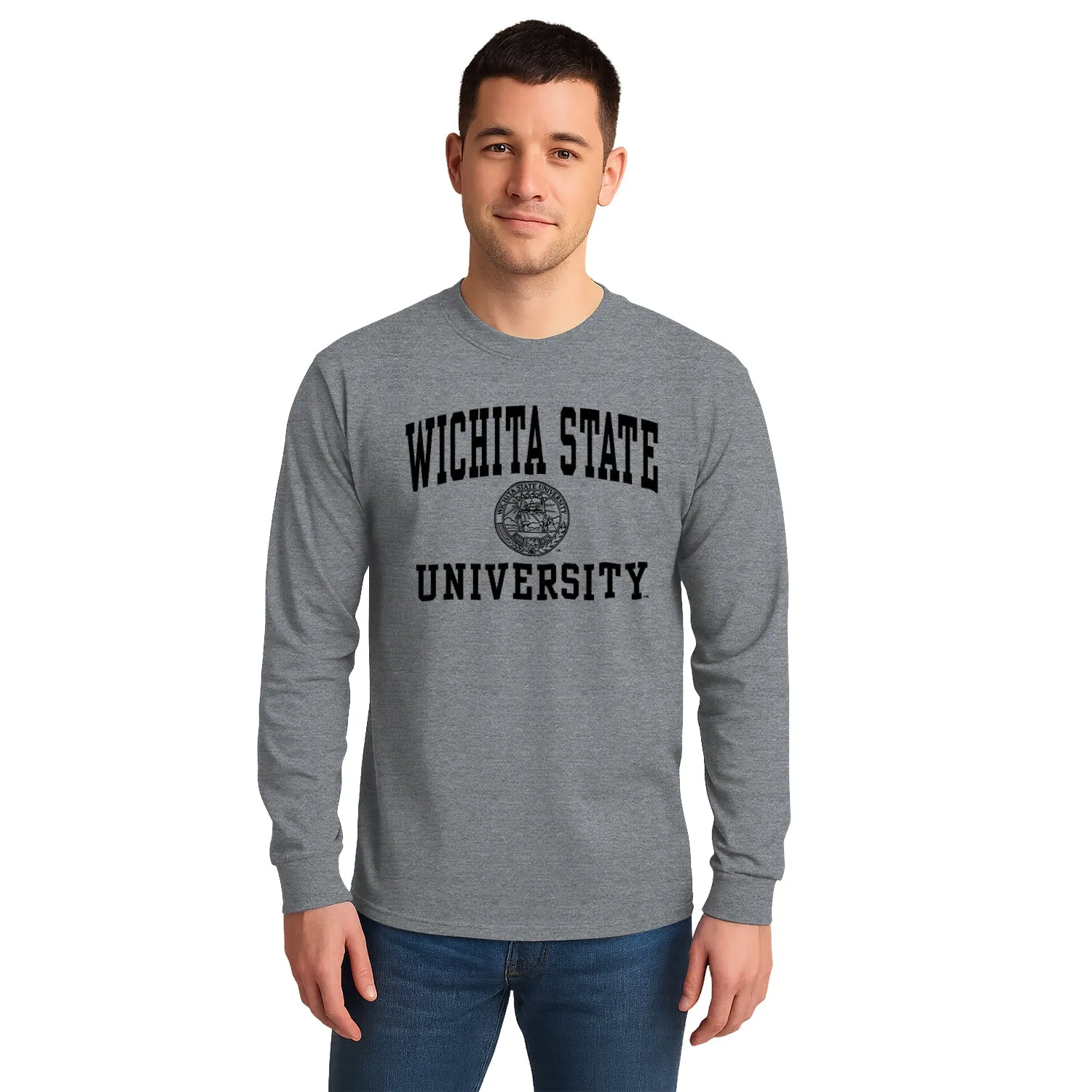 Wichita State University Heritage Long Sleeve T-Shirt (Charcoal Grey) sold by Barnesmith product image thumbnail 2