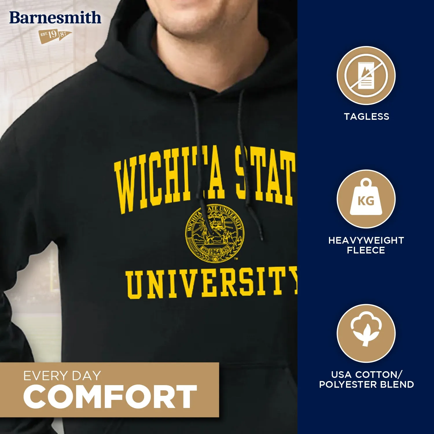 Wichita State University Heritage Hooded Sweatshirt (Black) sold by Barnesmith product image thumbnail 3