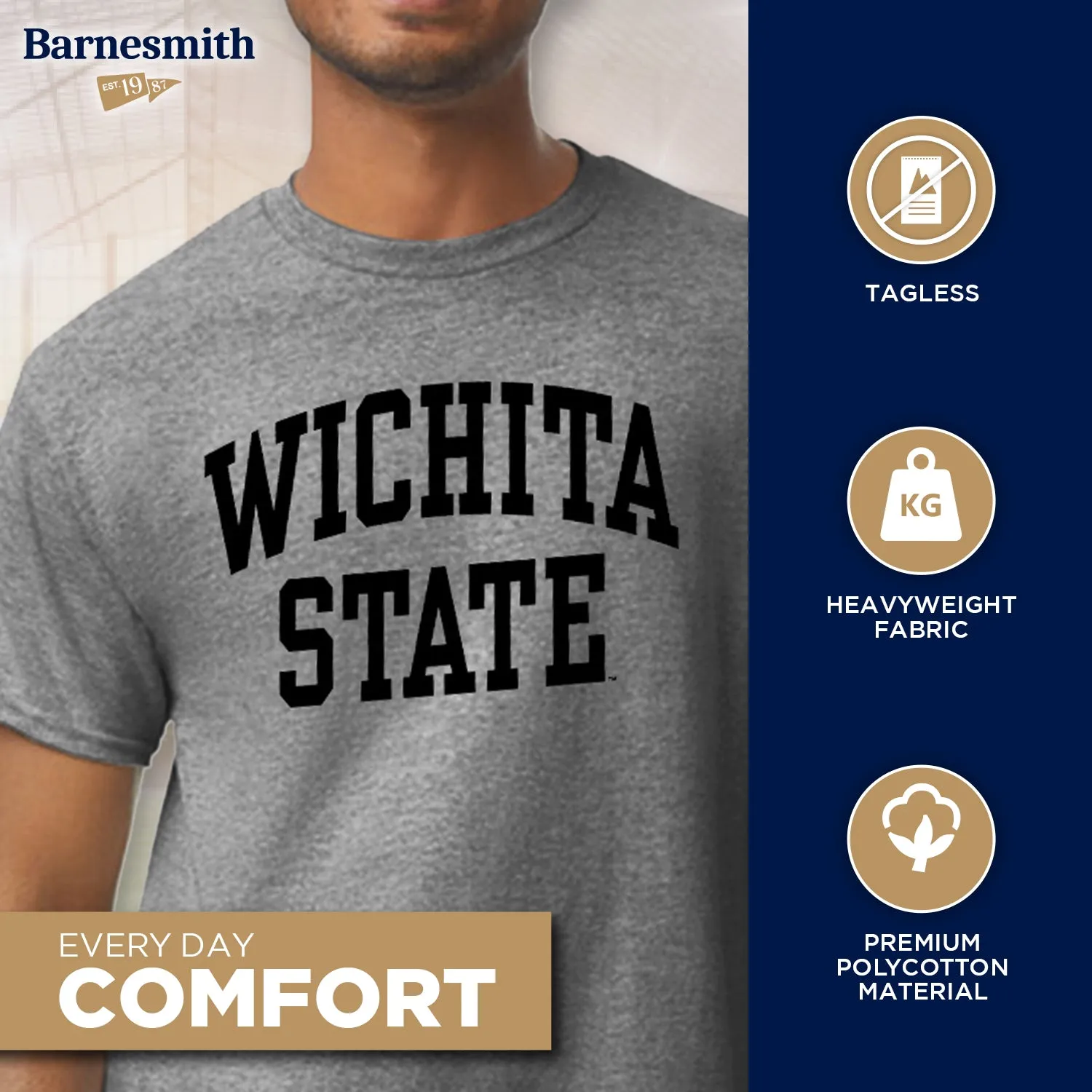Wichita State University Classic T-Shirt (Charcoal Grey) sold by Barnesmith product image thumbnail 3