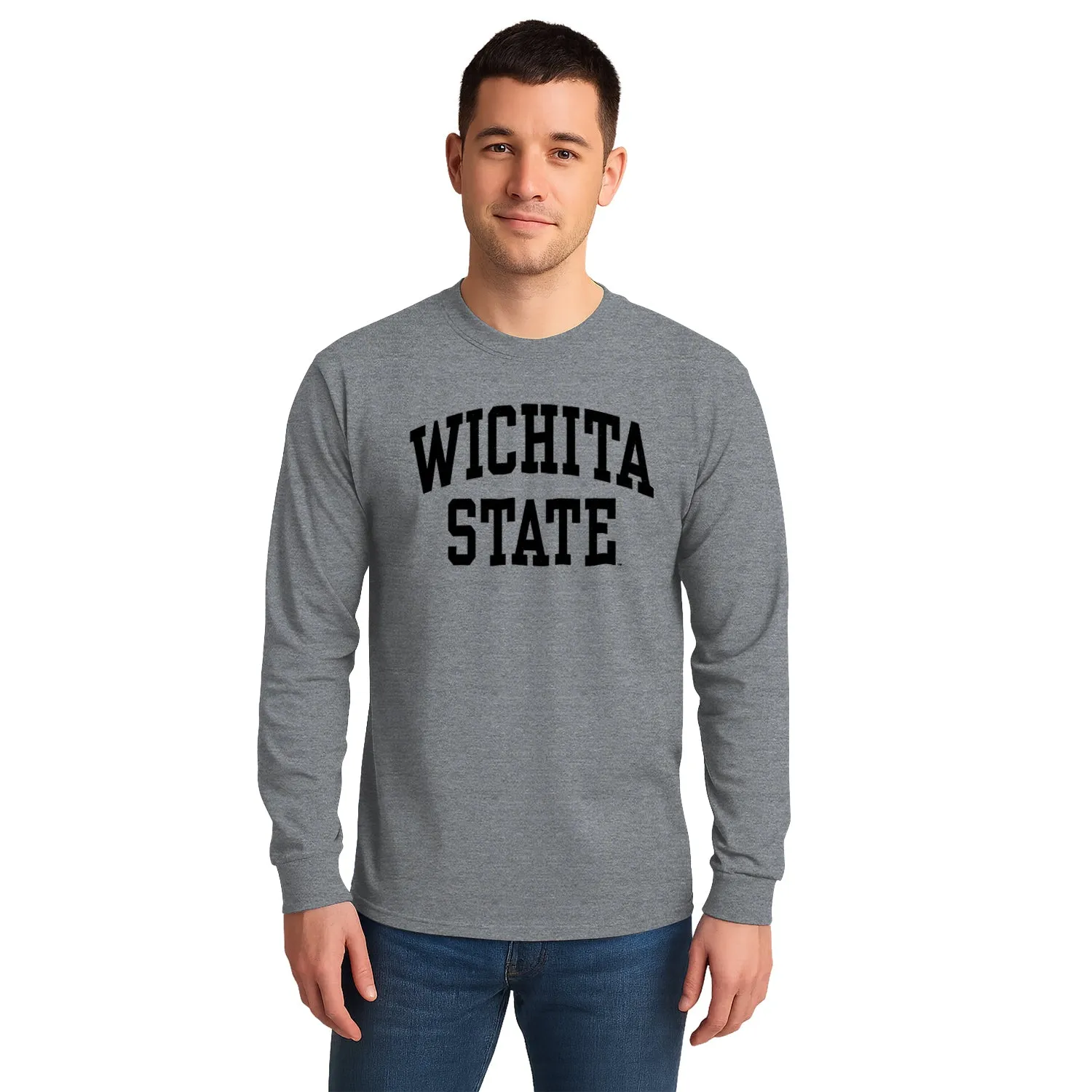 Wichita State University Classic Long Sleeve T-Shirt (Charcoal Grey) sold by Barnesmith product image thumbnail 2