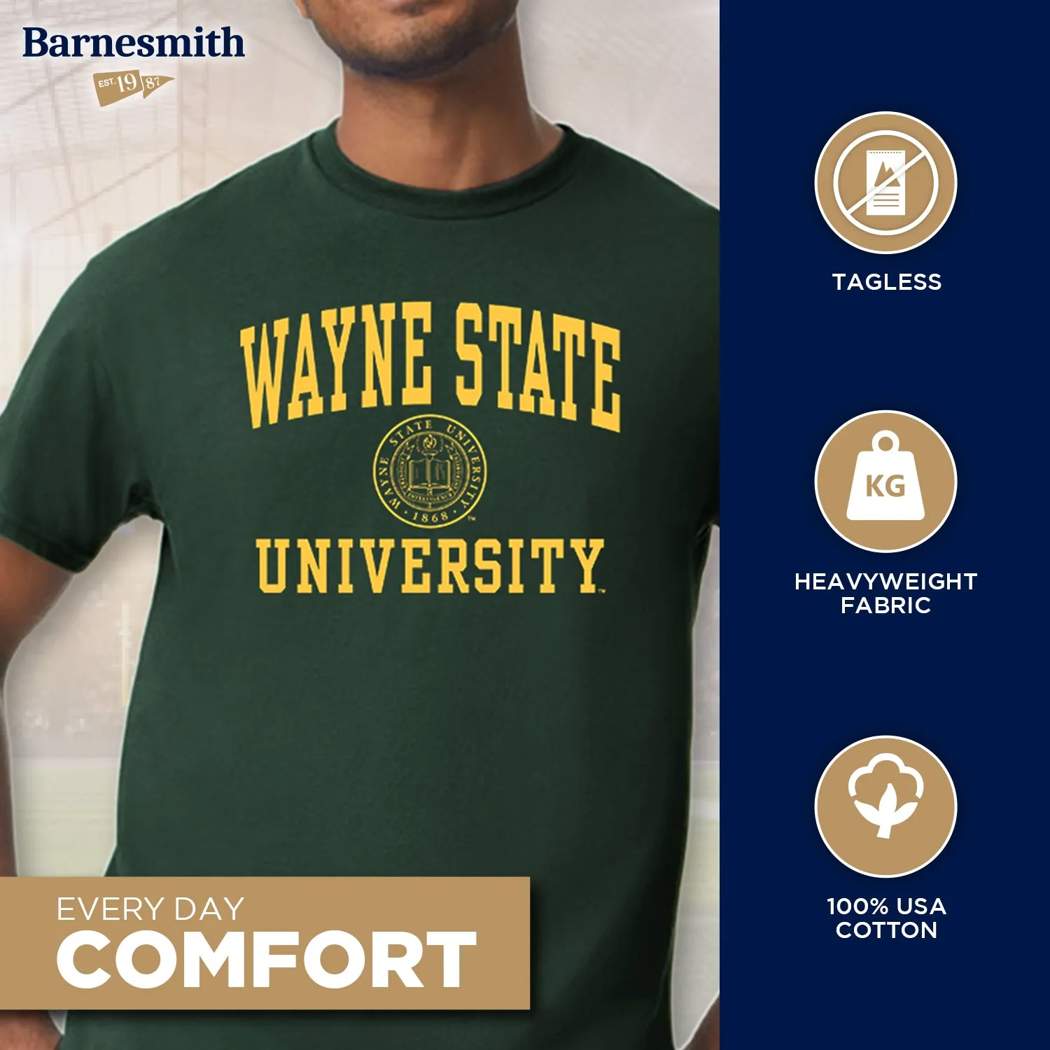 Wayne State University Heritage T-Shirt (Hunter Green) sold by Barnesmith product image thumbnail 3