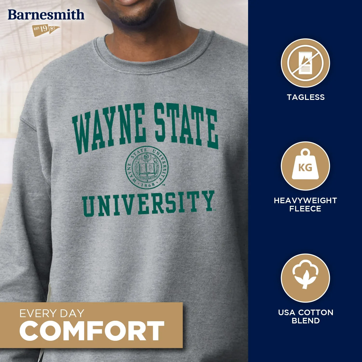 Wayne State University Heritage Sweatshirt (Charcoal Grey) sold by Barnesmith product image thumbnail 3