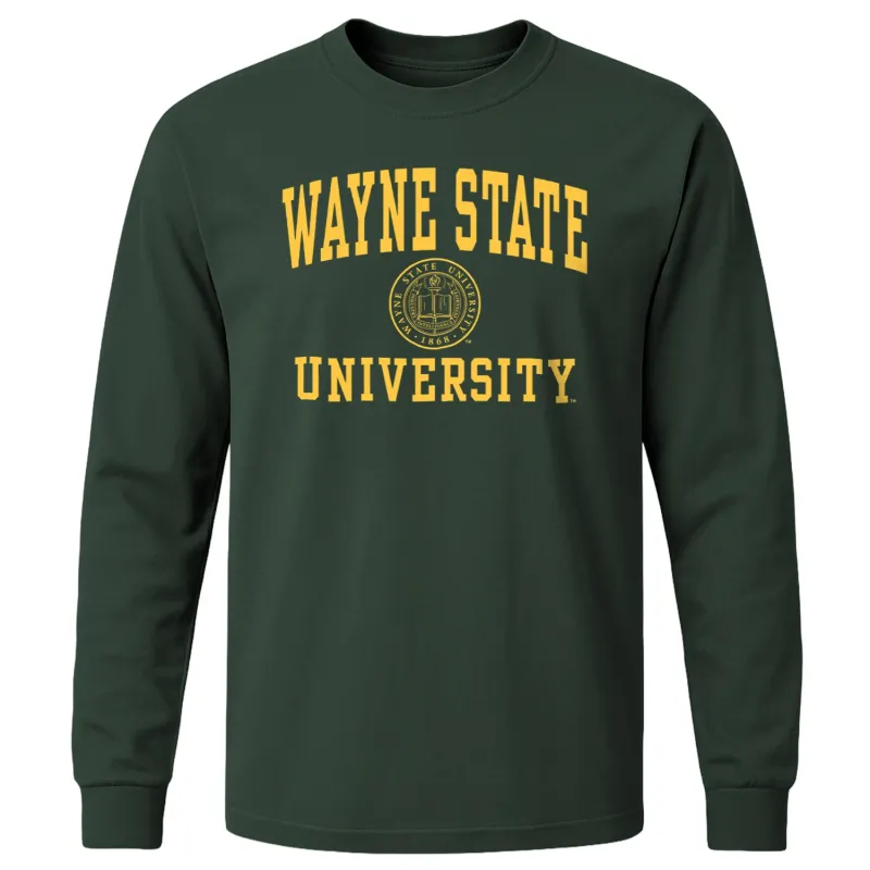 Wayne State University Heritage Long Sleeve T-Shirt (Hunter Green) sold by Barnesmith